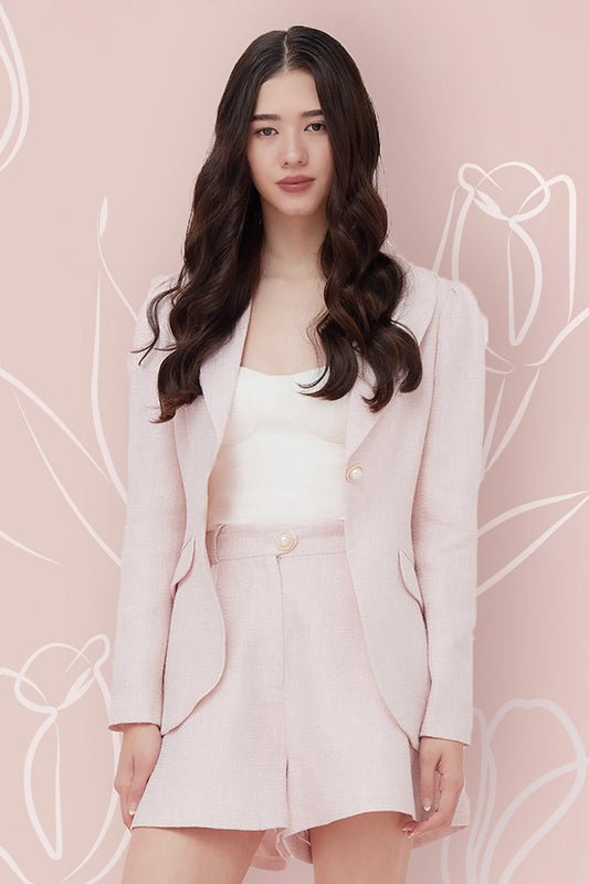 Floretta Pink Tweed Shorts - Nimisski