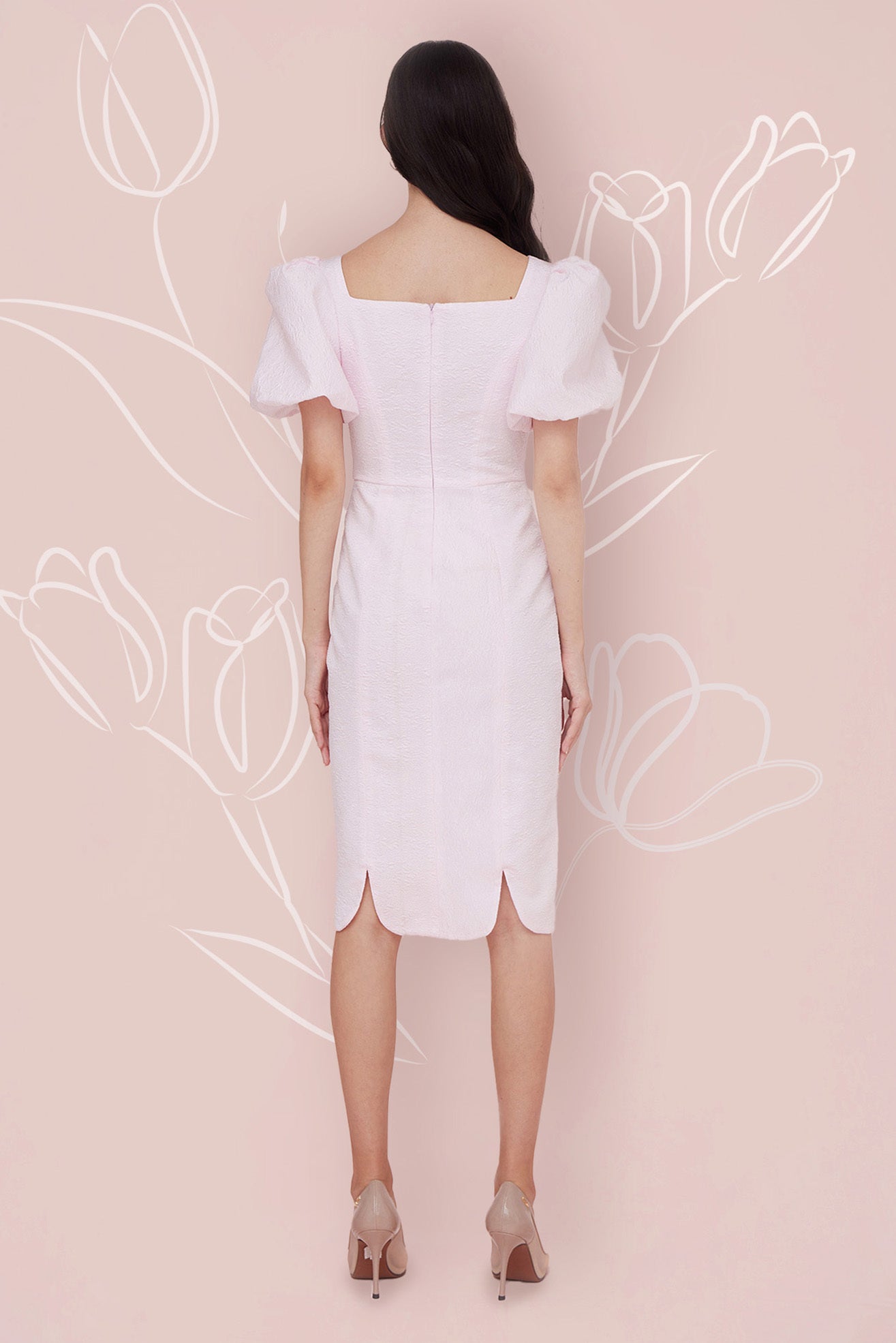 Florina Pink Jacquard Dress - Nimisski