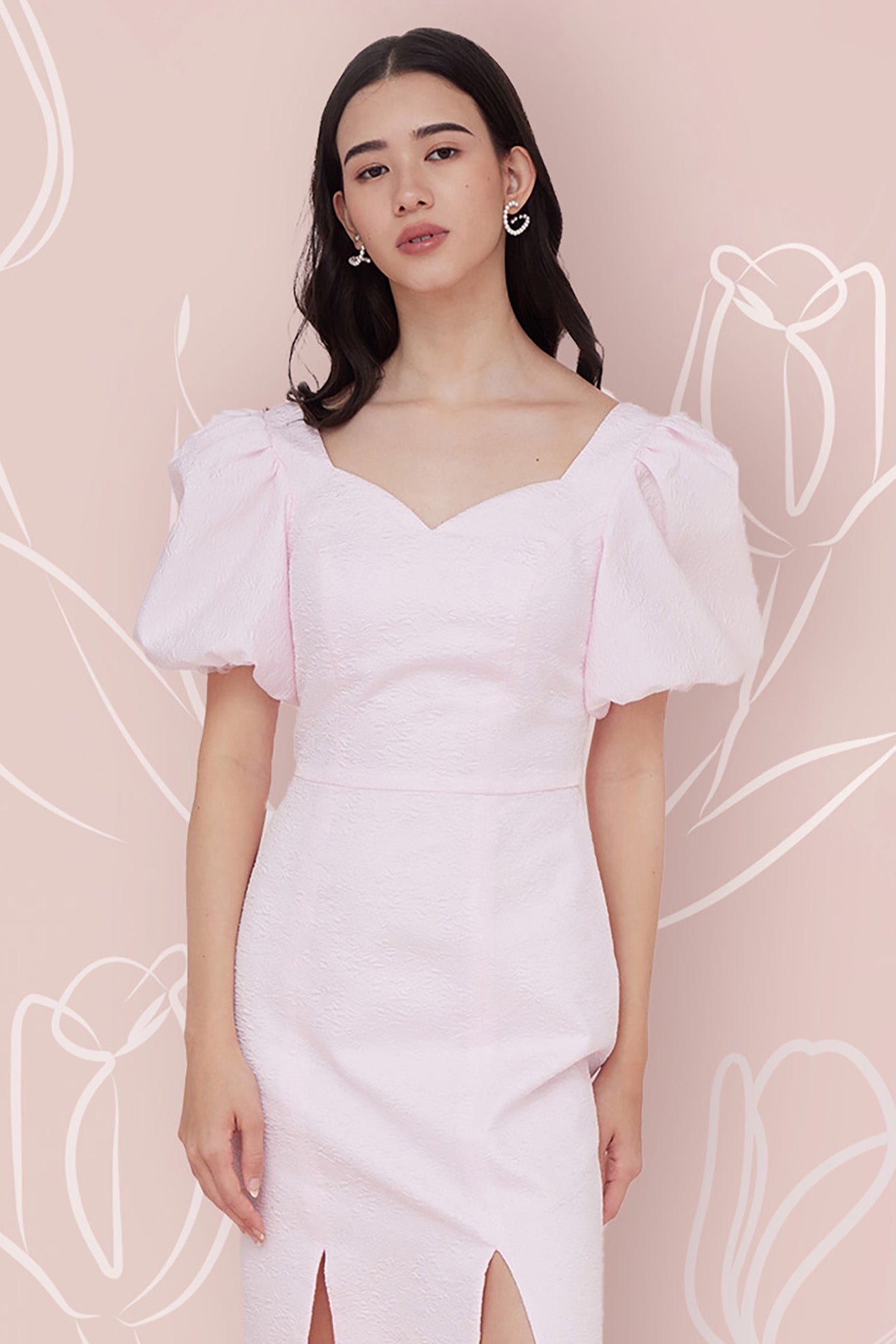 Florina Pink Jacquard Dress - Nimisski