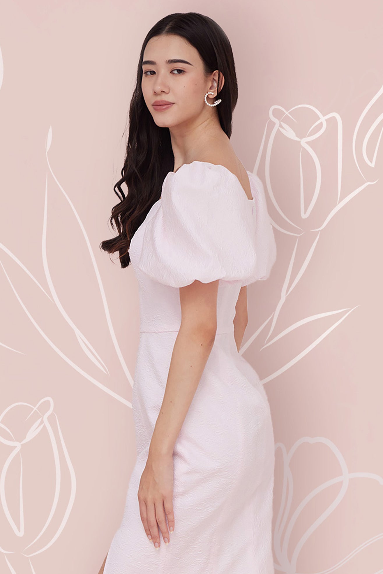 Florina Pink Jacquard Dress - Nimisski