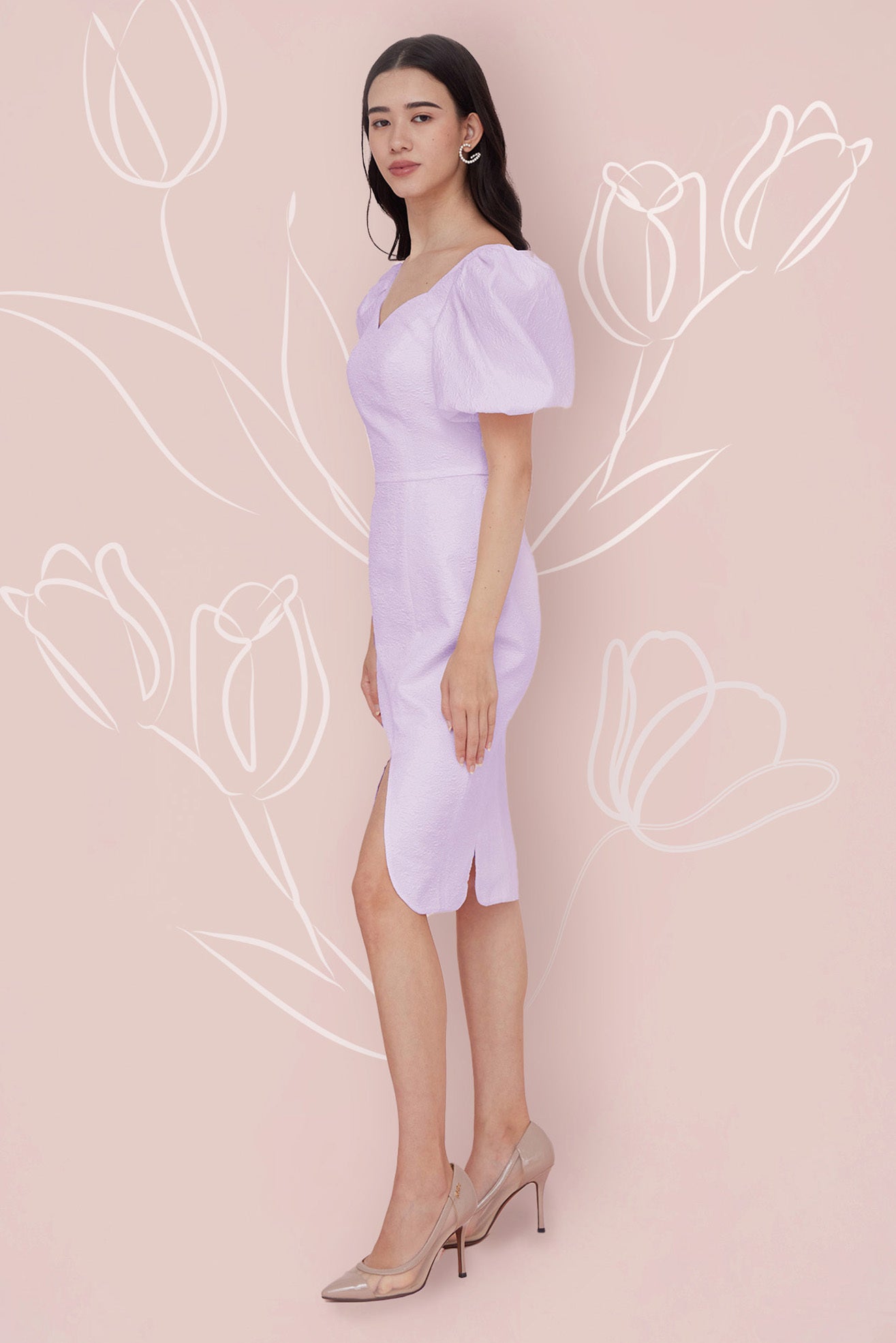 Florina Purple Jacquard Dress - Nimisski