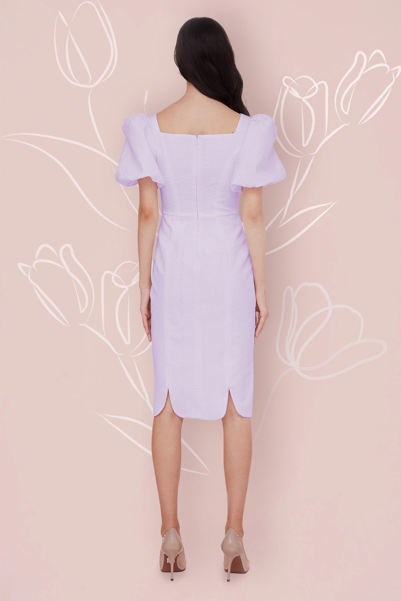 Florina Purple Jacquard Dress - Nimisski