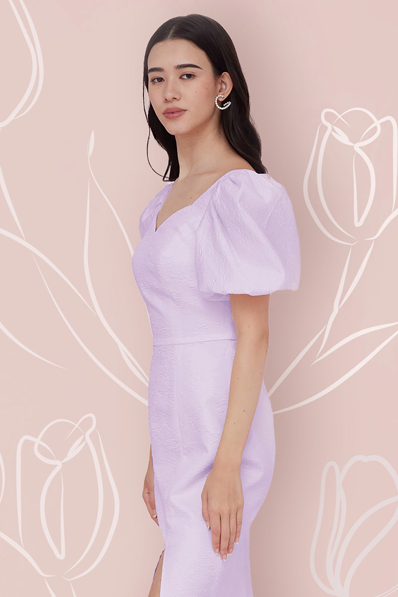 Florina Purple Jacquard Dress - Nimisski