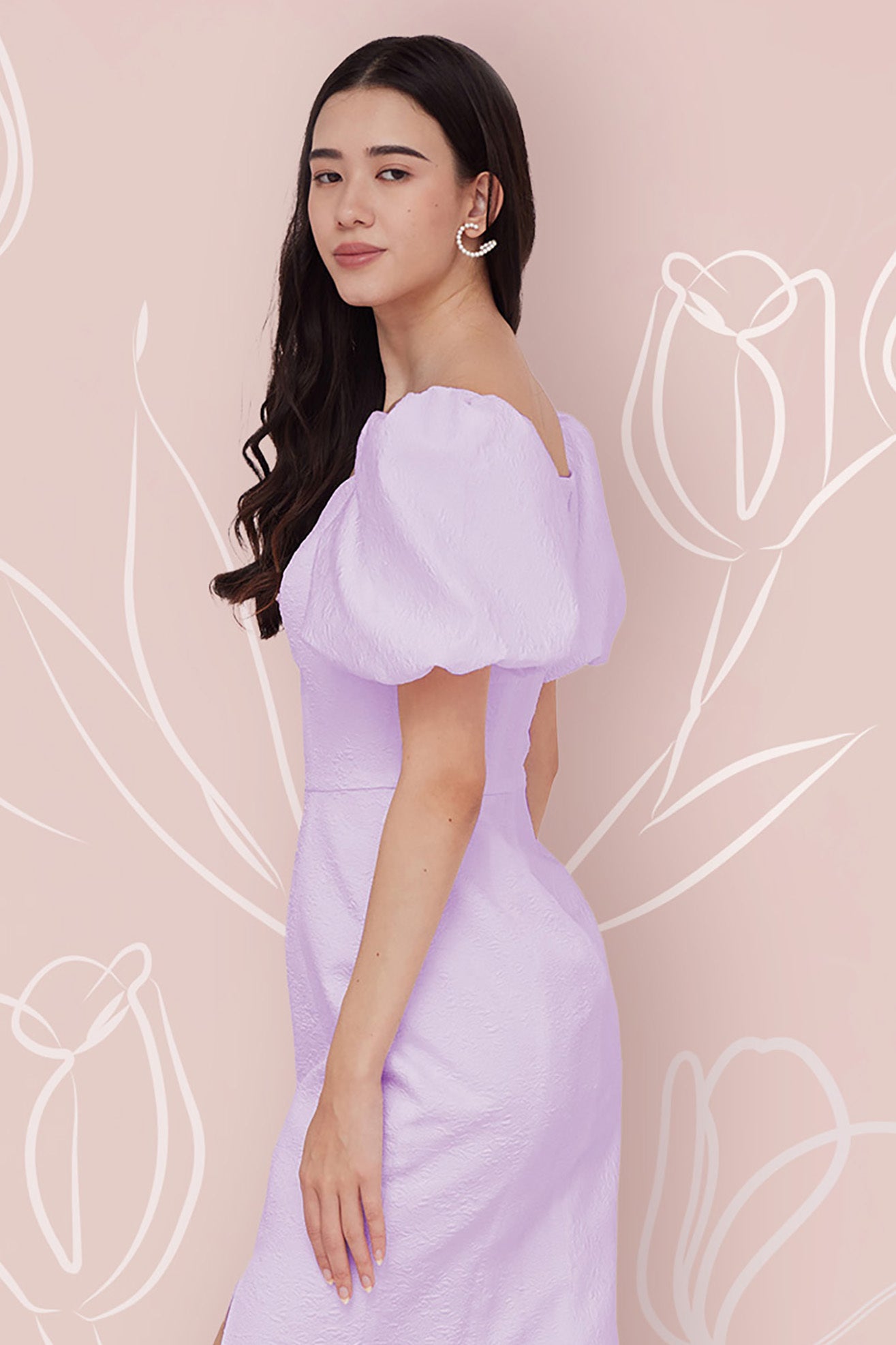 Florina Purple Jacquard Dress - Nimisski