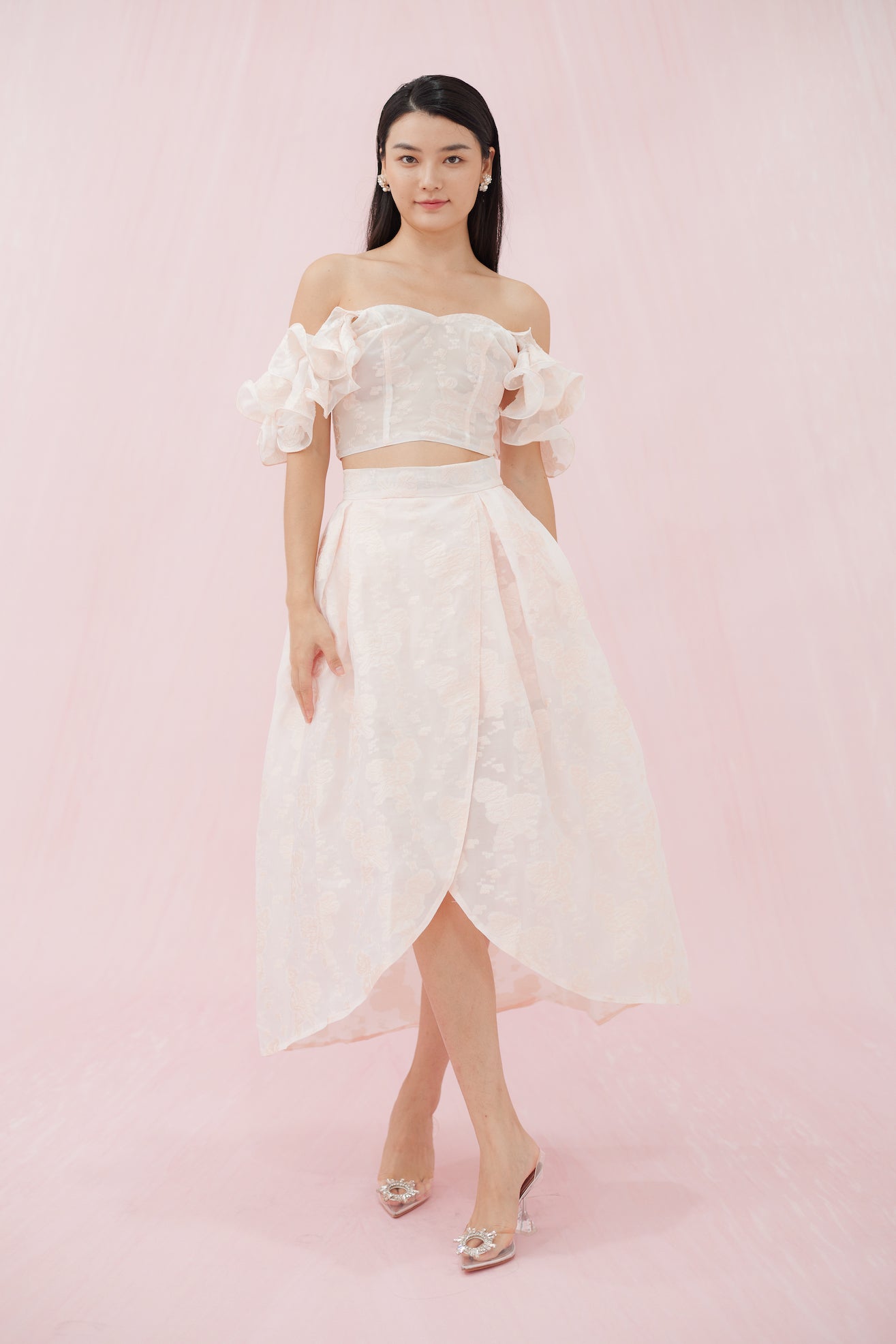 Francena Pink Flower Jacquard Top - Nimisski