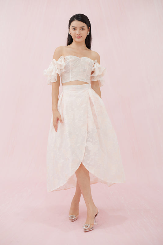 Francena Pink Flower Jacquard Top - Nimisski