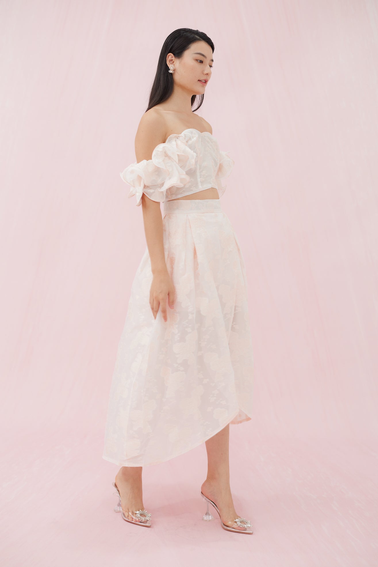 Francena Pink Flower Jacquard Top - Nimisski