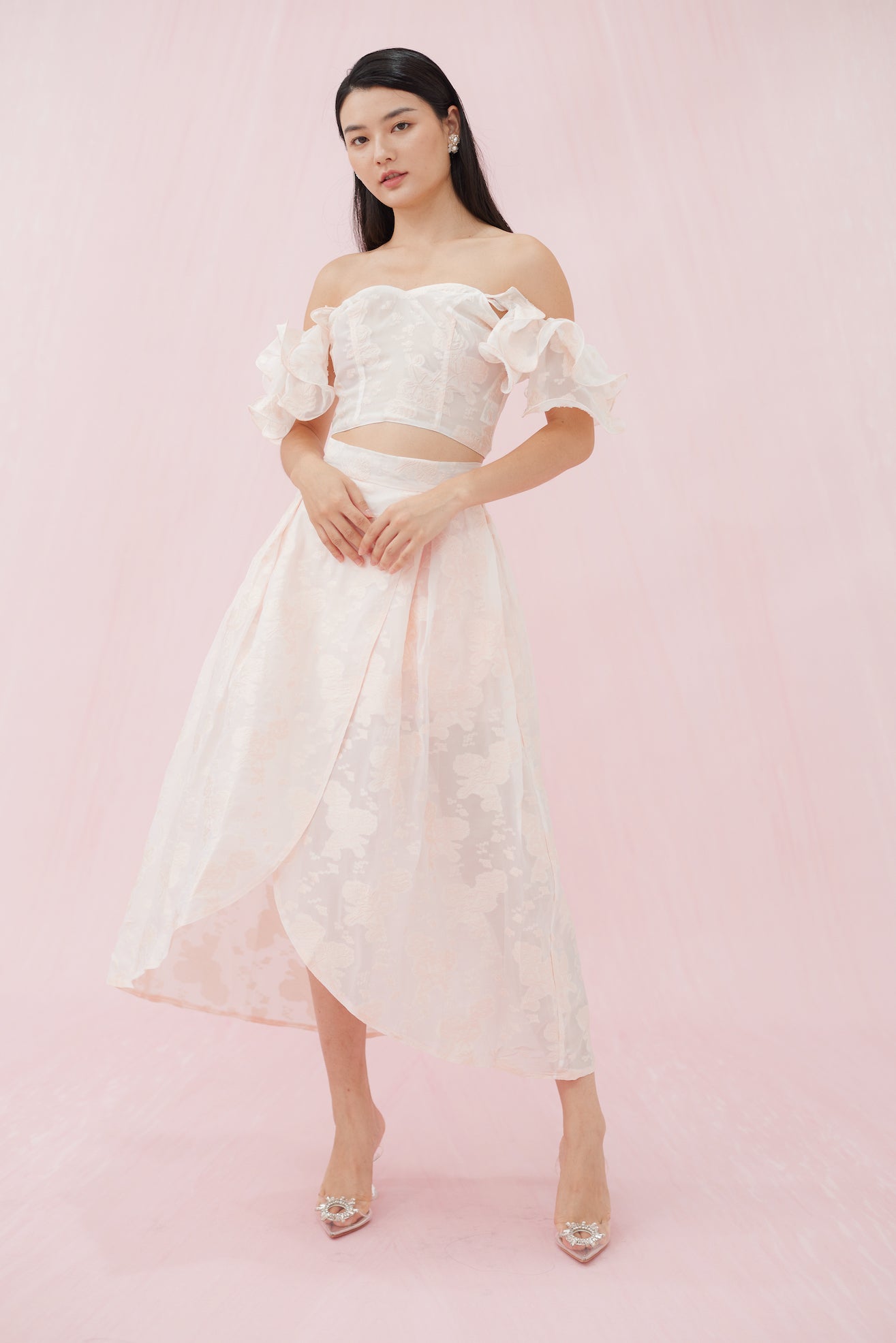 Francena Pink Flower Jacquard Top - Nimisski