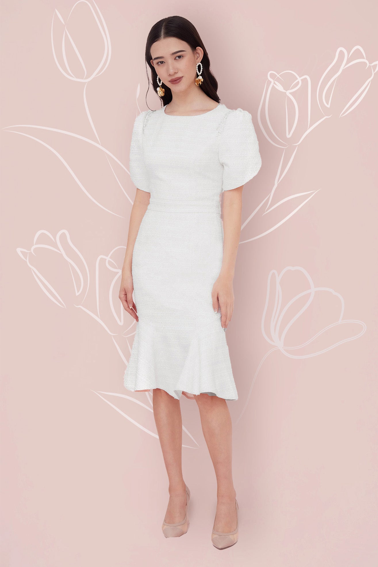 Francine White Tweed Dress - Nimisski