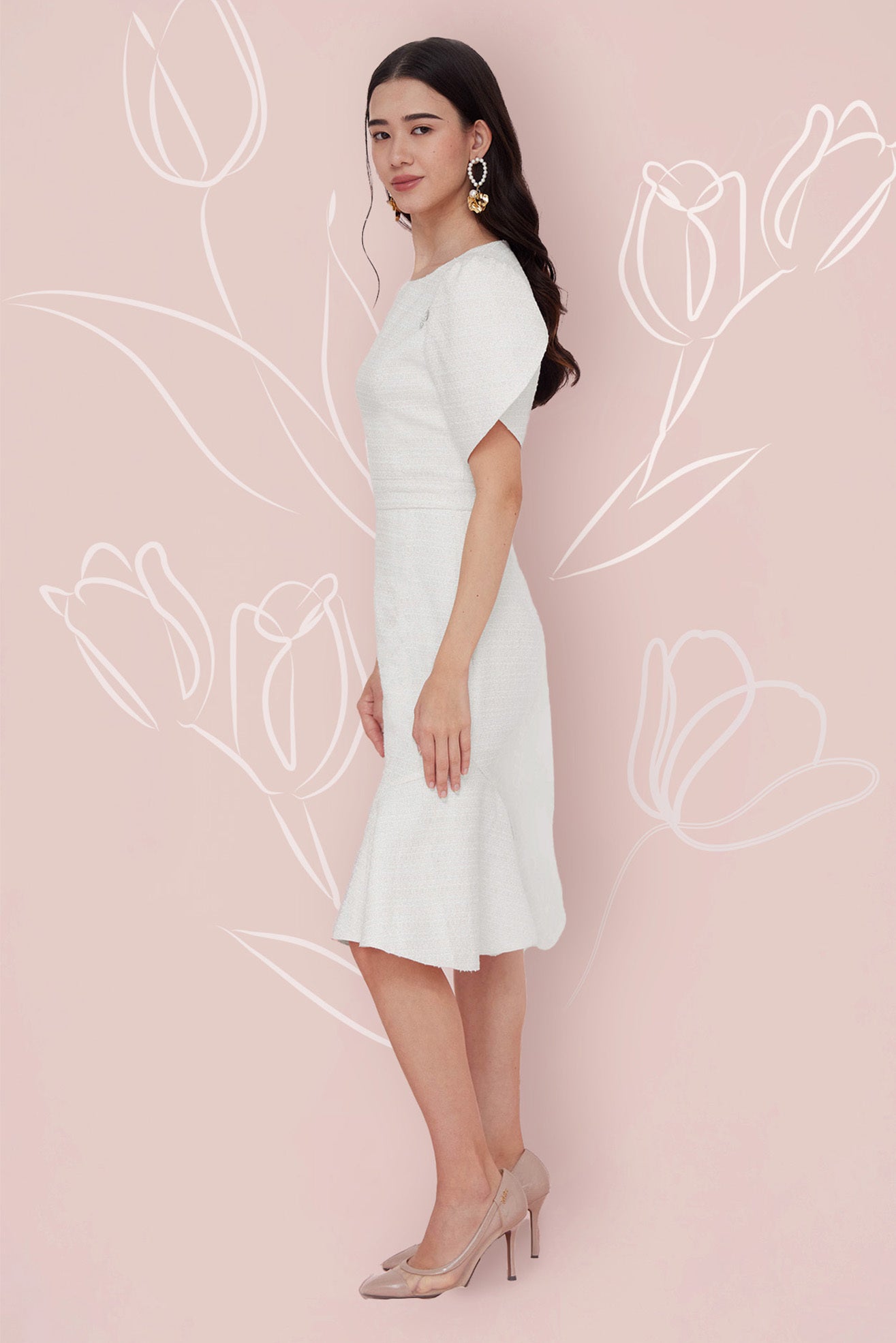 Francine White Tweed Dress - Nimisski