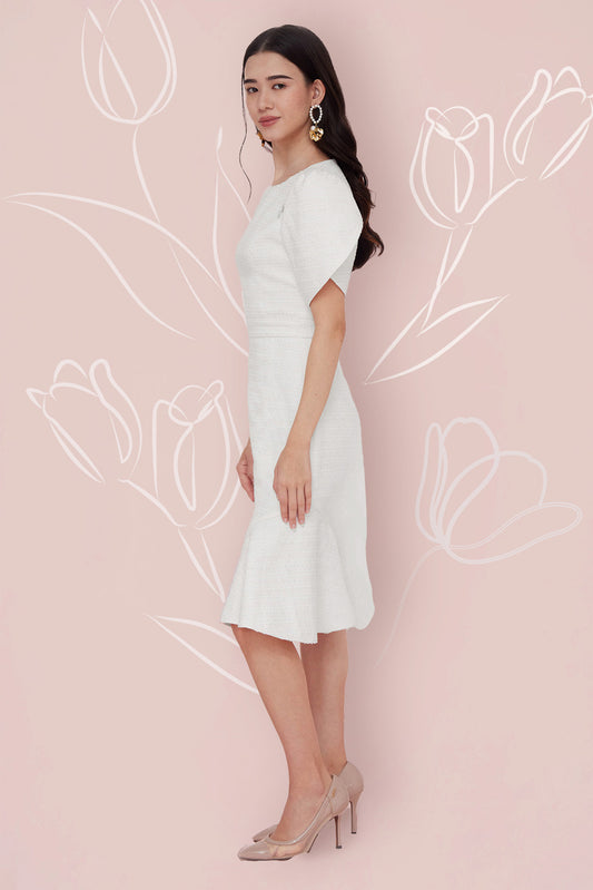 Francine White Tweed Dress - Nimisski