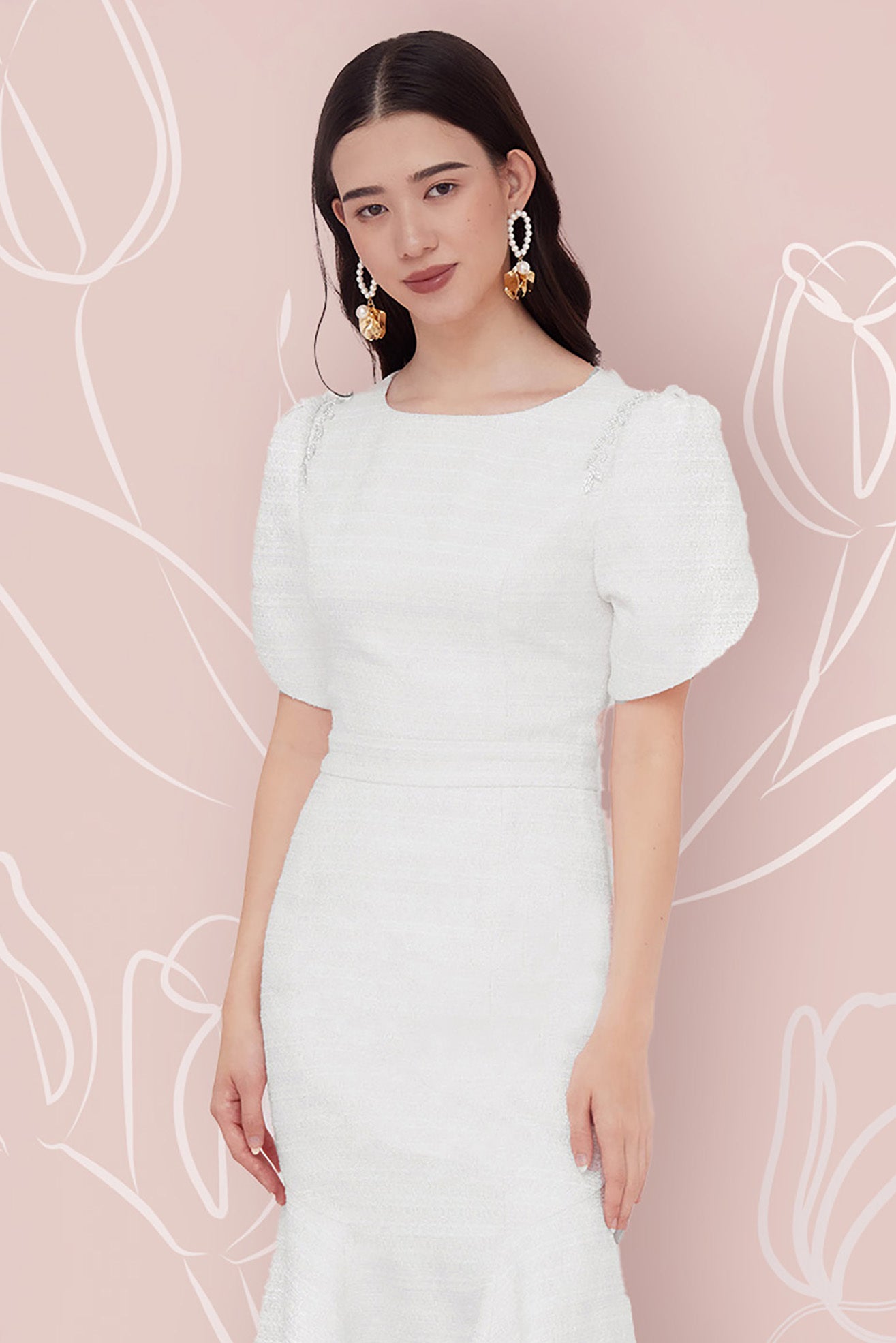 Francine White Tweed Dress - Nimisski