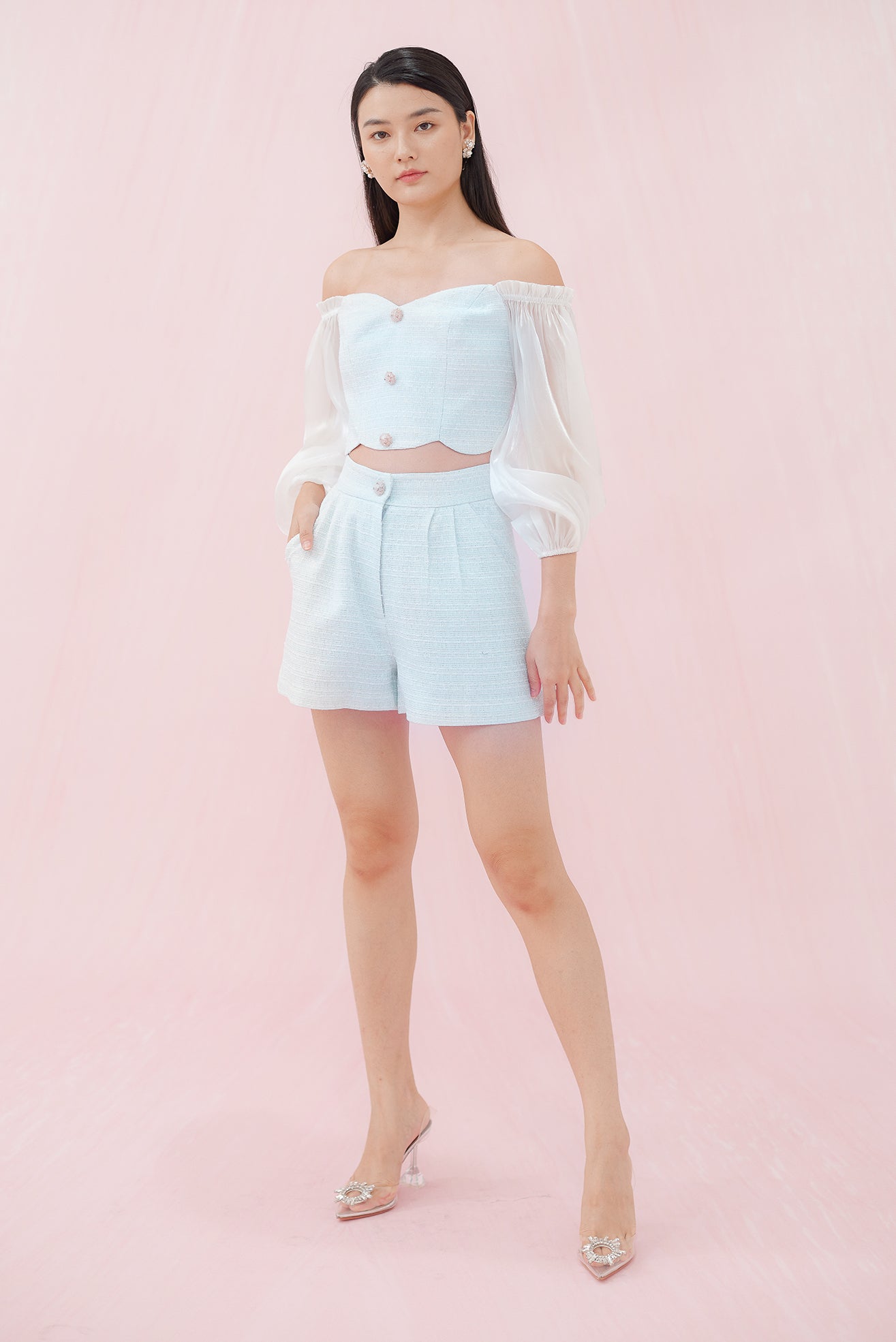 Franki Blue Tweed Shorts - Nimisski