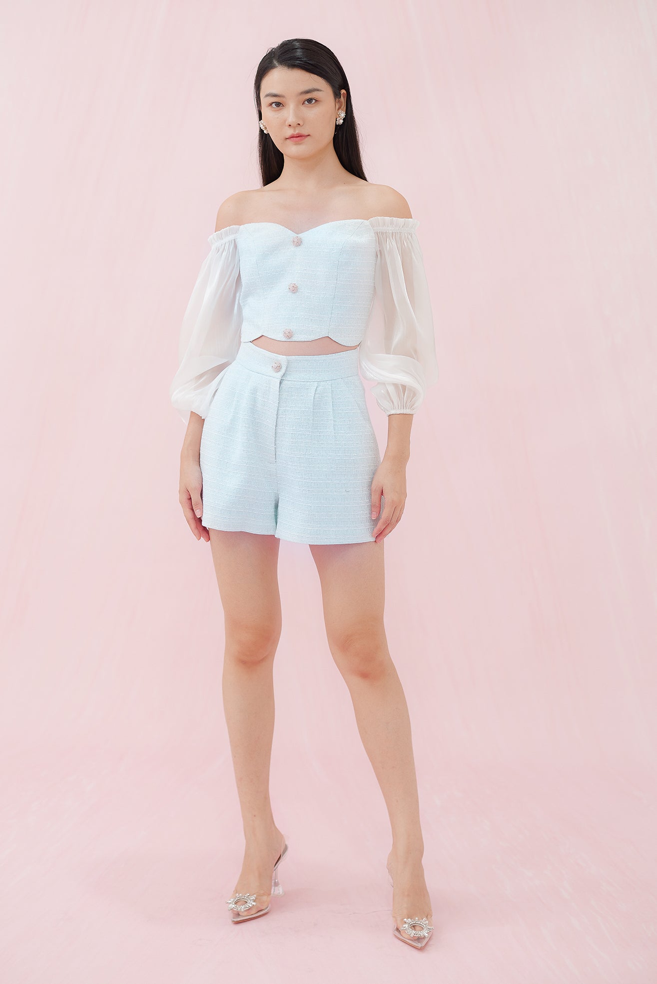 Franki Blue Tweed Shorts - Nimisski