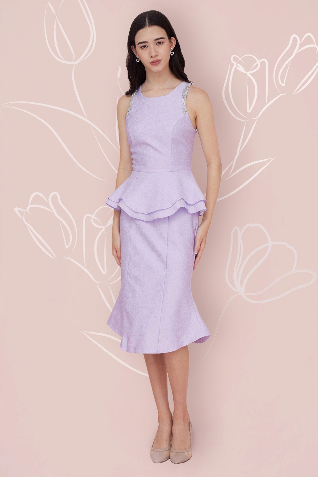 Frederika Purple Jacquard Dress - Nimisski