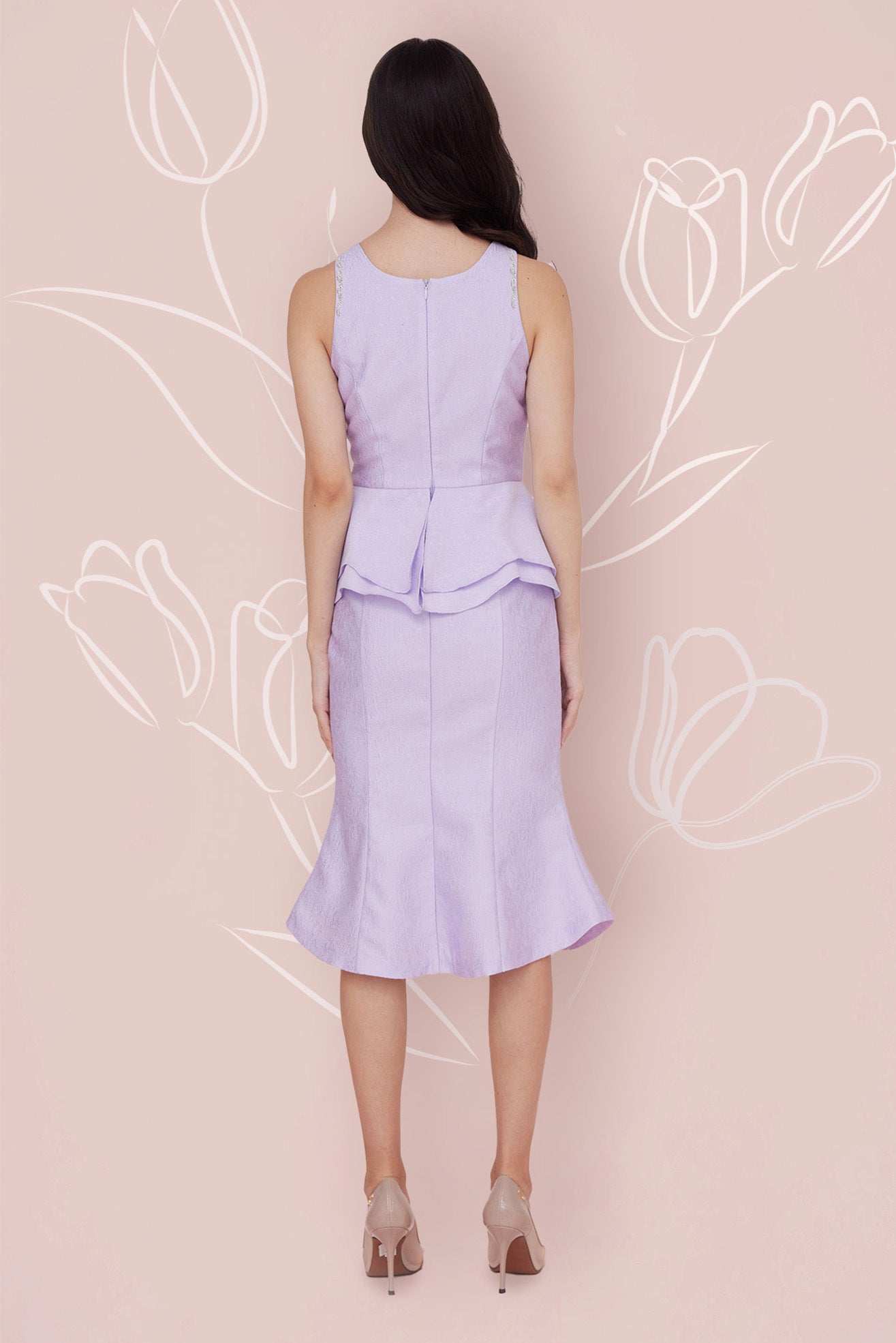 Frederika Purple Jacquard Dress - Nimisski