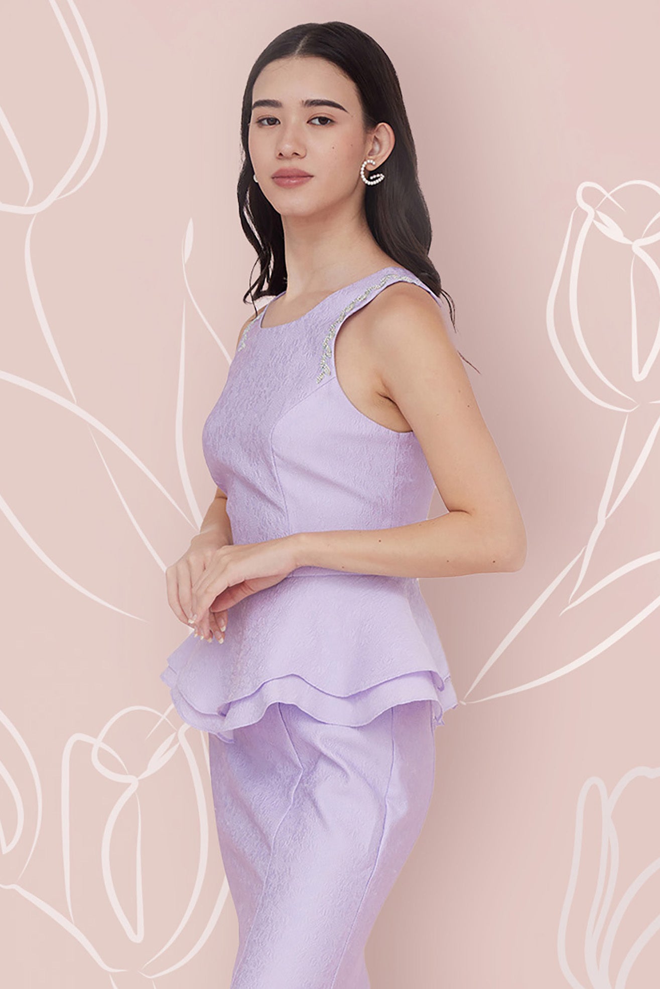 Frederika Purple Jacquard Dress - Nimisski