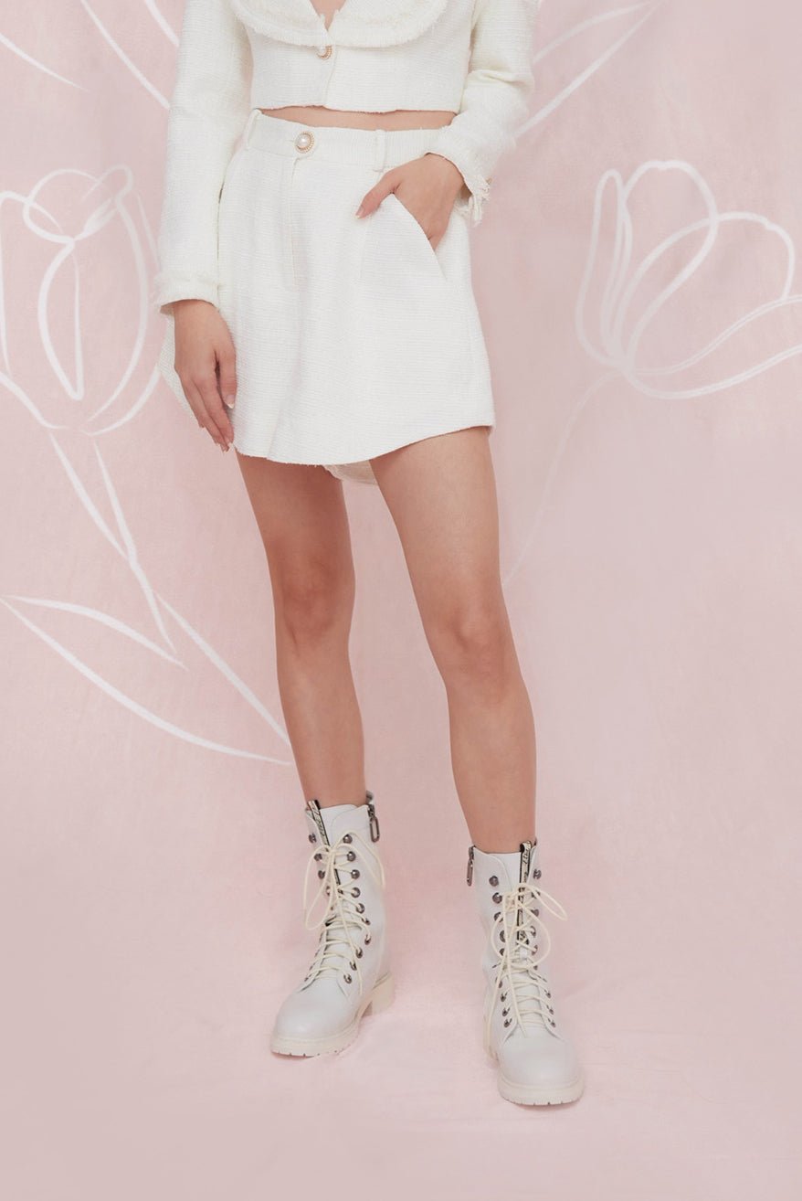 Frieda White Tweed Shorts - Nimisski