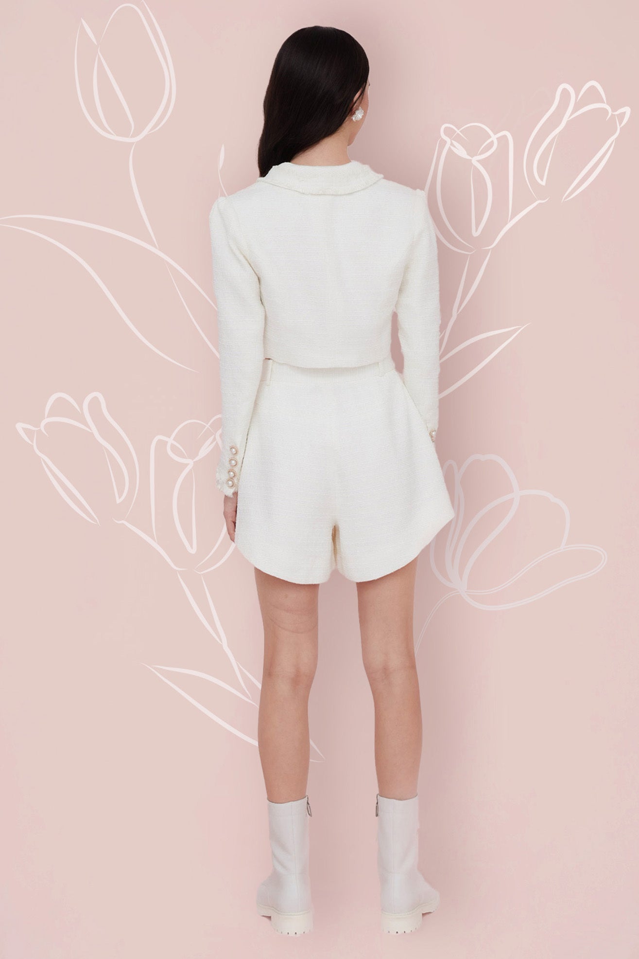 Frieda White Tweed Shorts - Nimisski