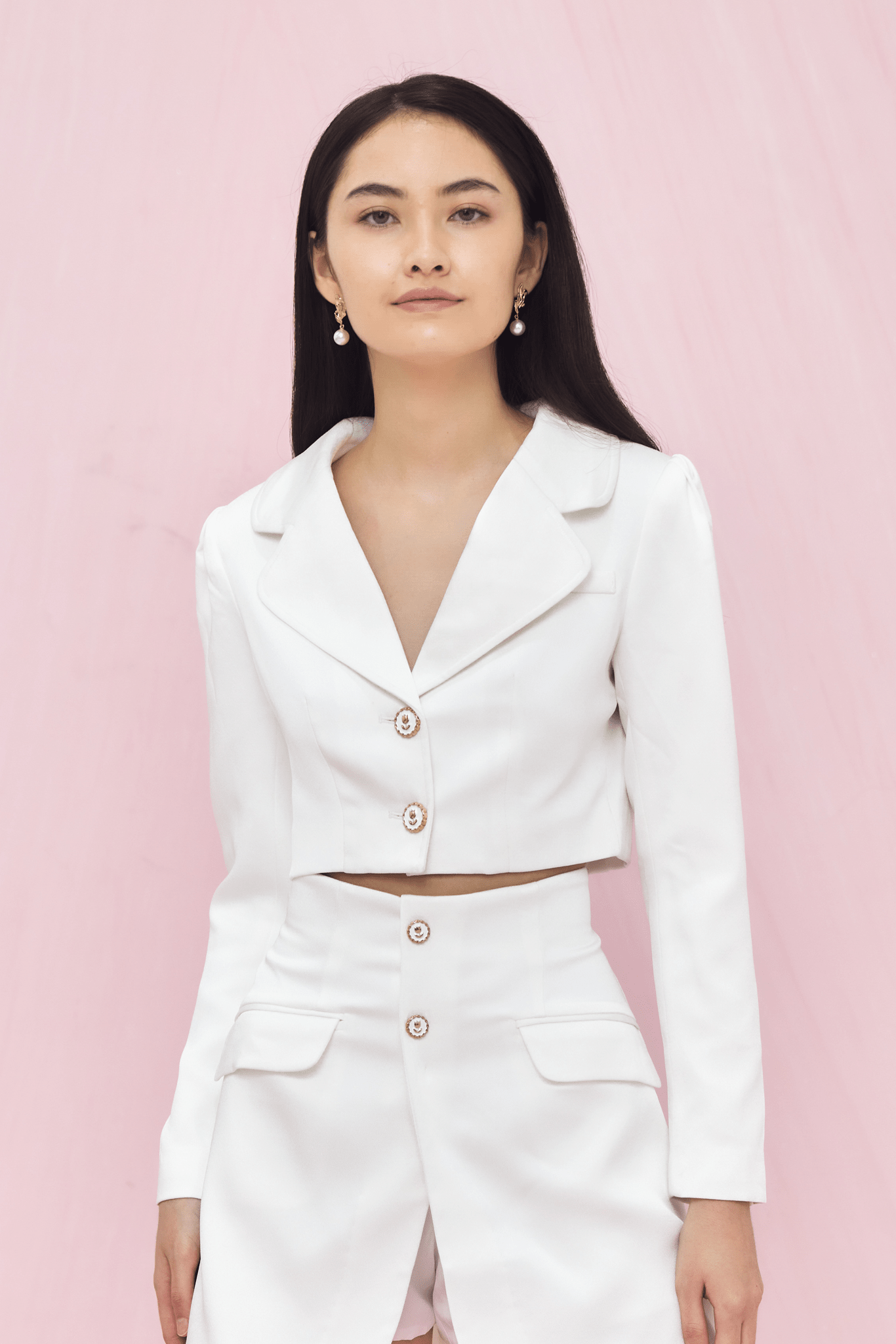 Garnette White Crepe Jacket - Nimisski
