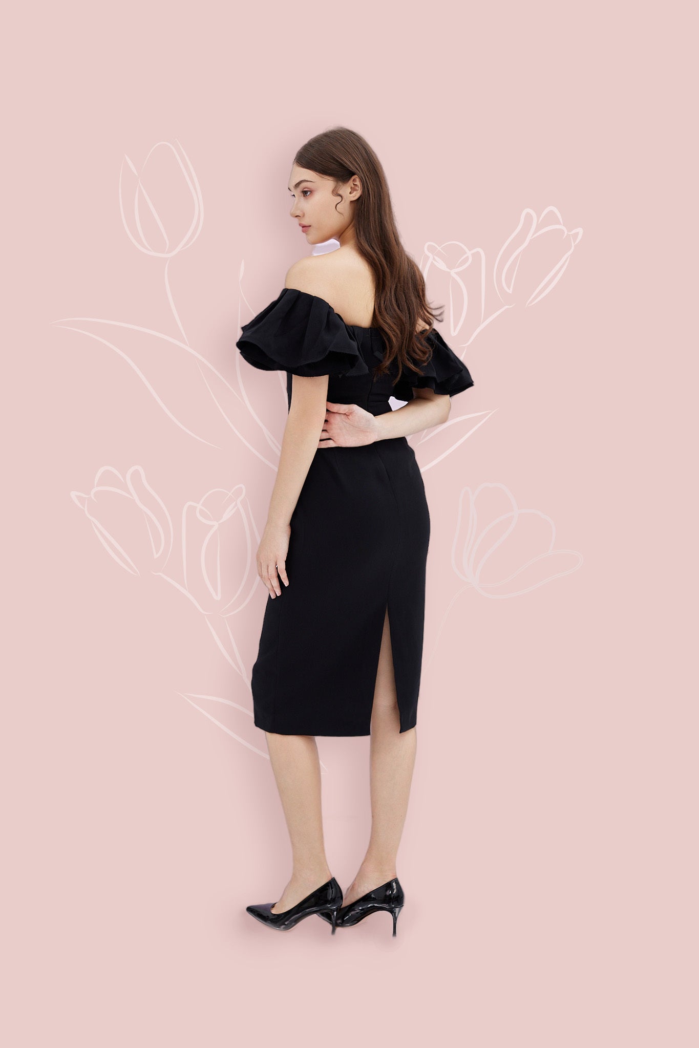 Gayleen Black Off-Shoulder Dress