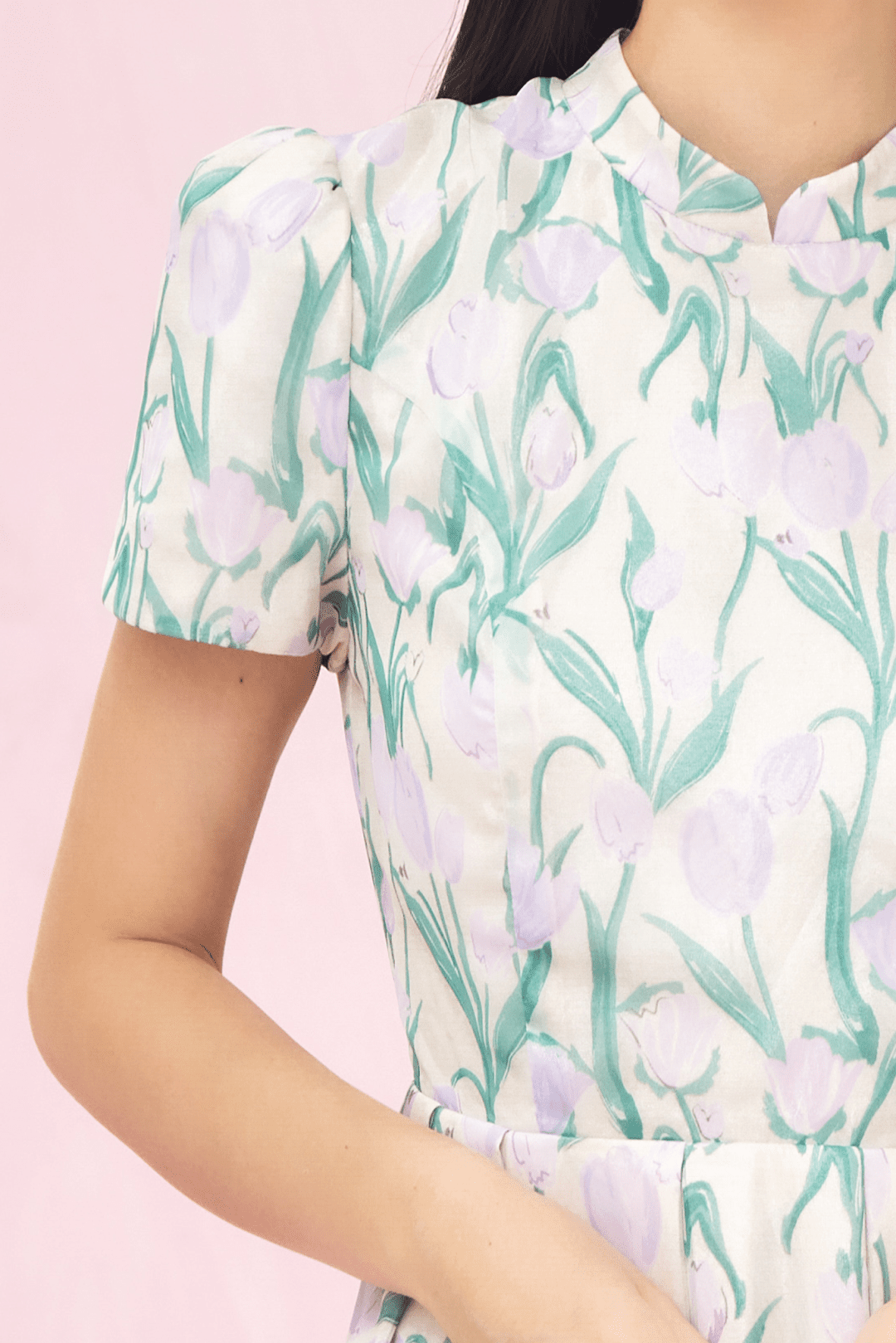 Gearldine Purple Tulip Jacquard Dress - Nimisski