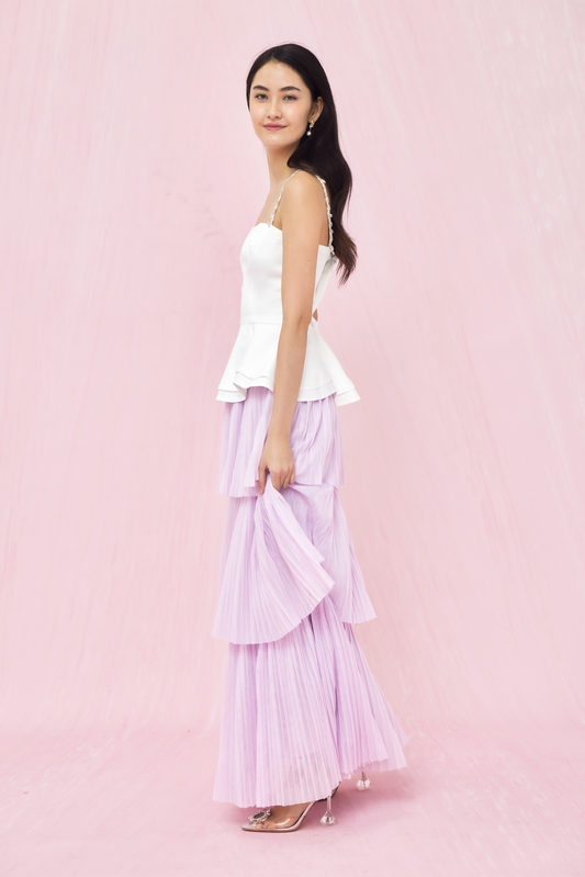 Geniffer Lavender Tiered Tulle Long Skirt