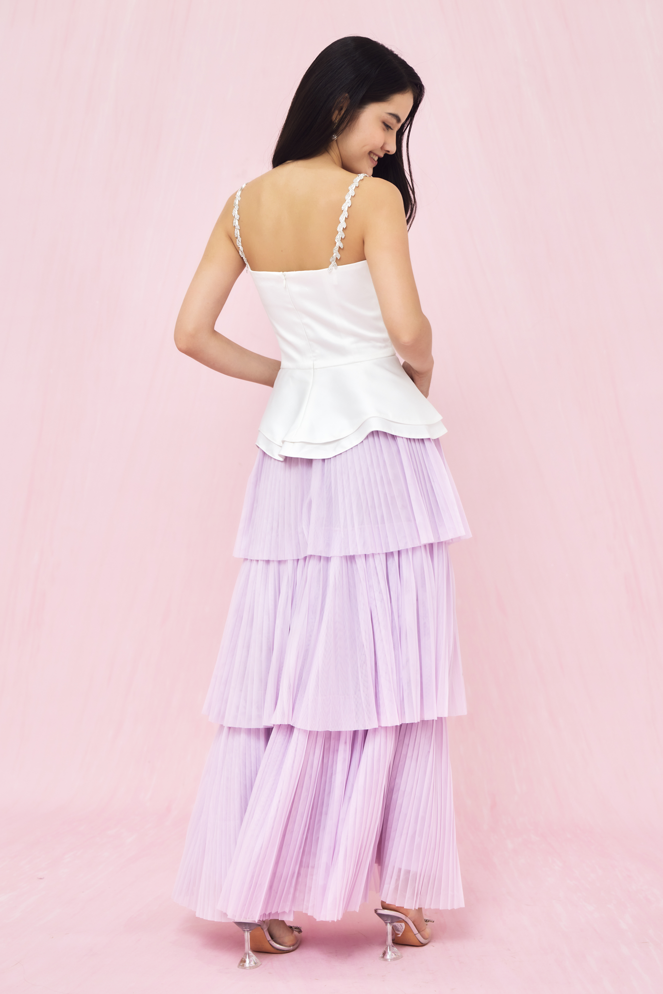 Geniffer Lavender Tiered Tulle Long Skirt
