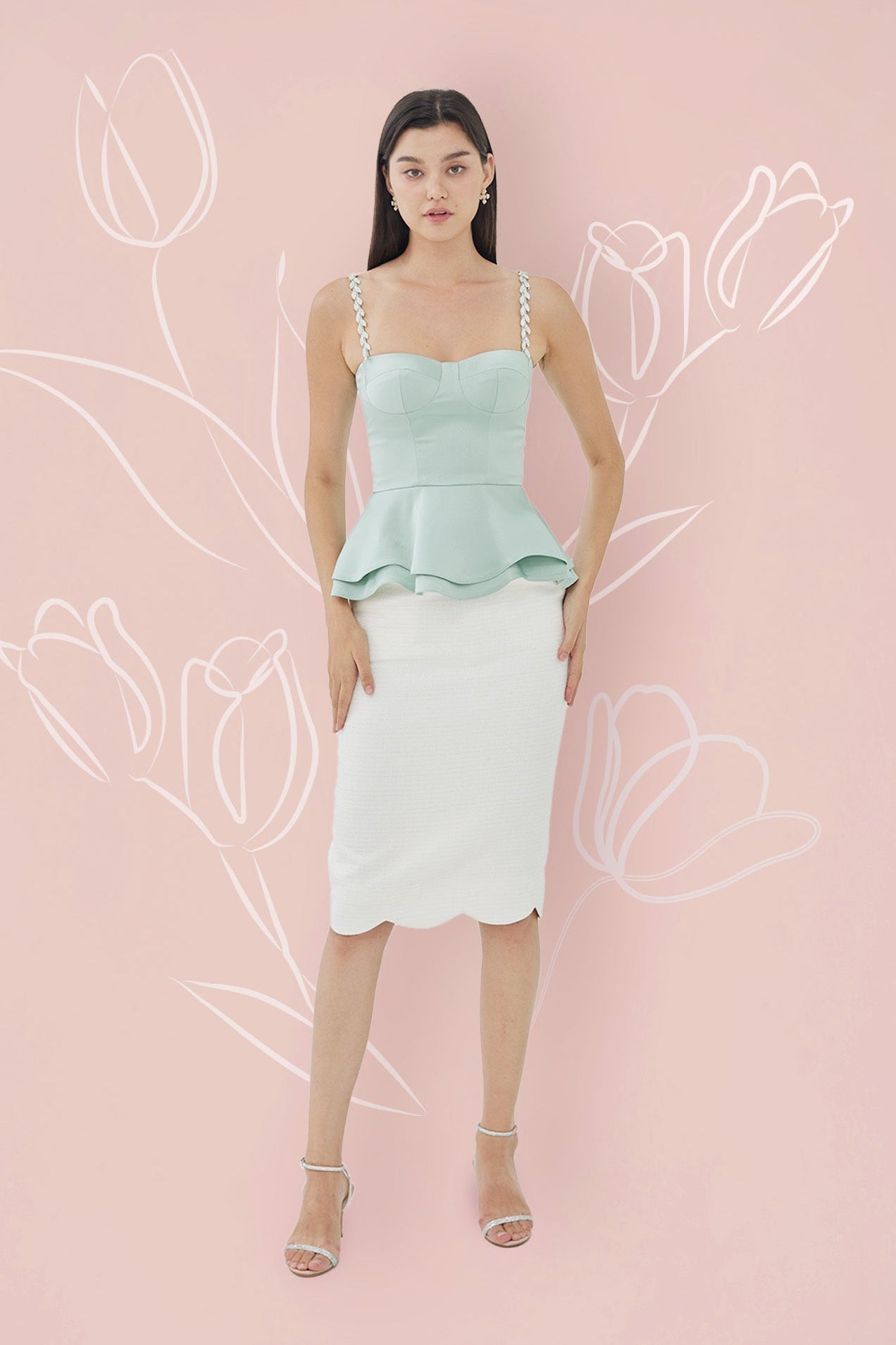 Giulianna White Tweed Skirt