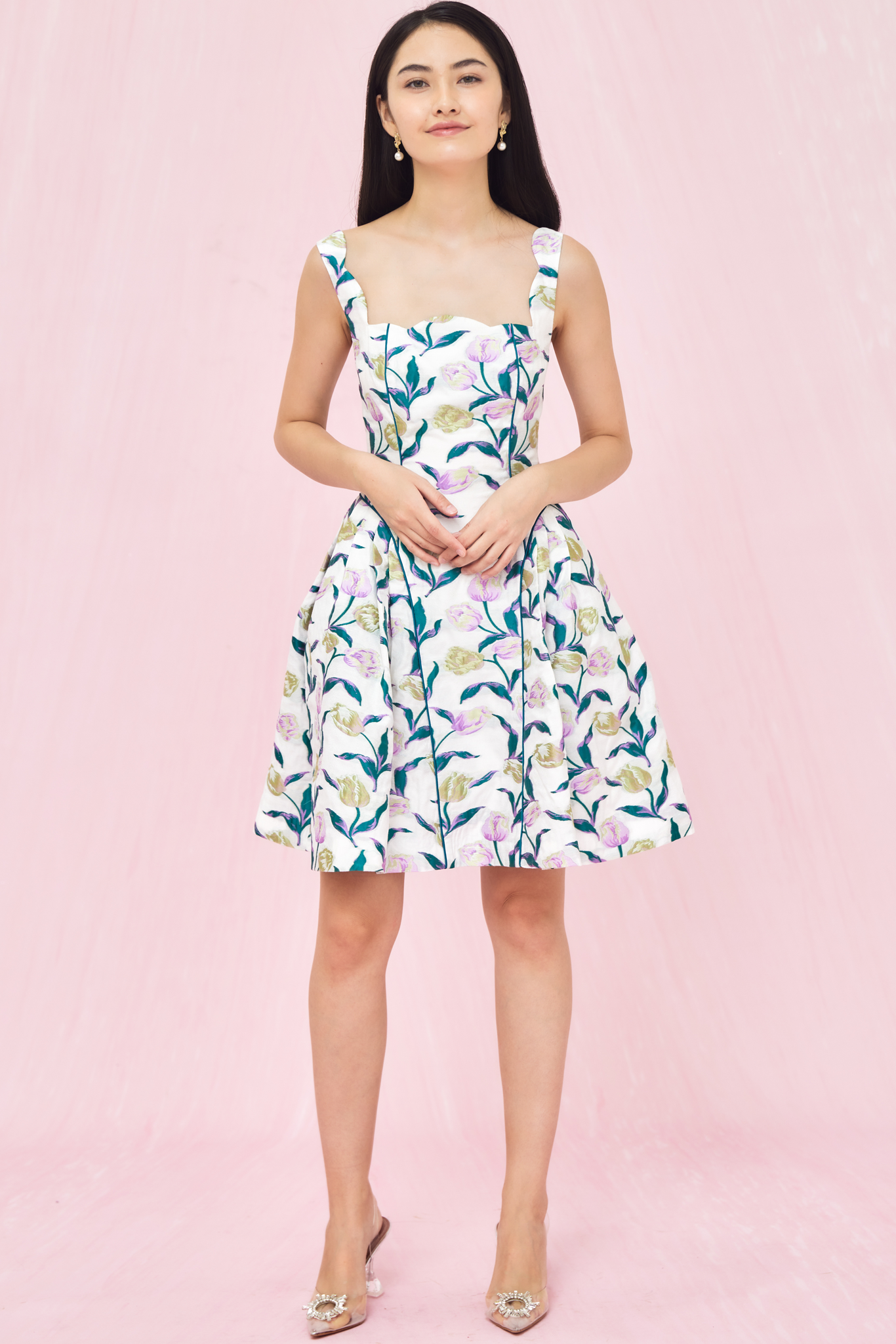 Glady Tulip Jacquard Short Dress