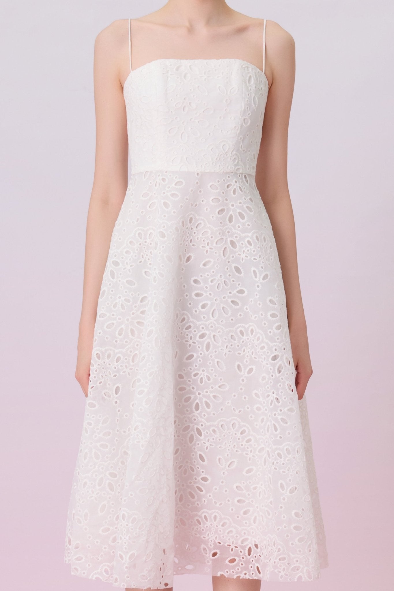 Juelline White Eyelet Lace Long Dress - Nimisski
