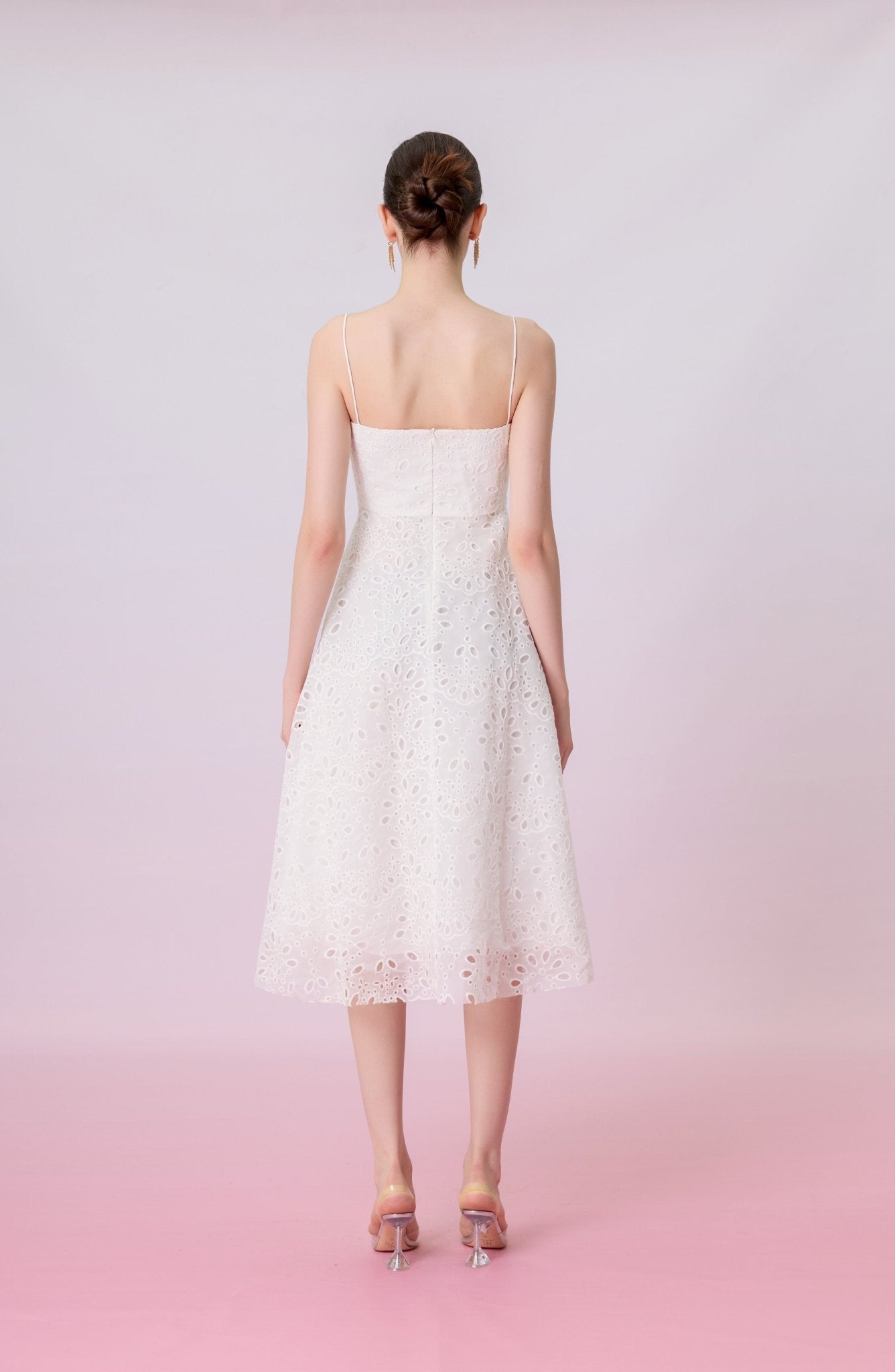 Juelline White Eyelet Lace Long Dress - Nimisski