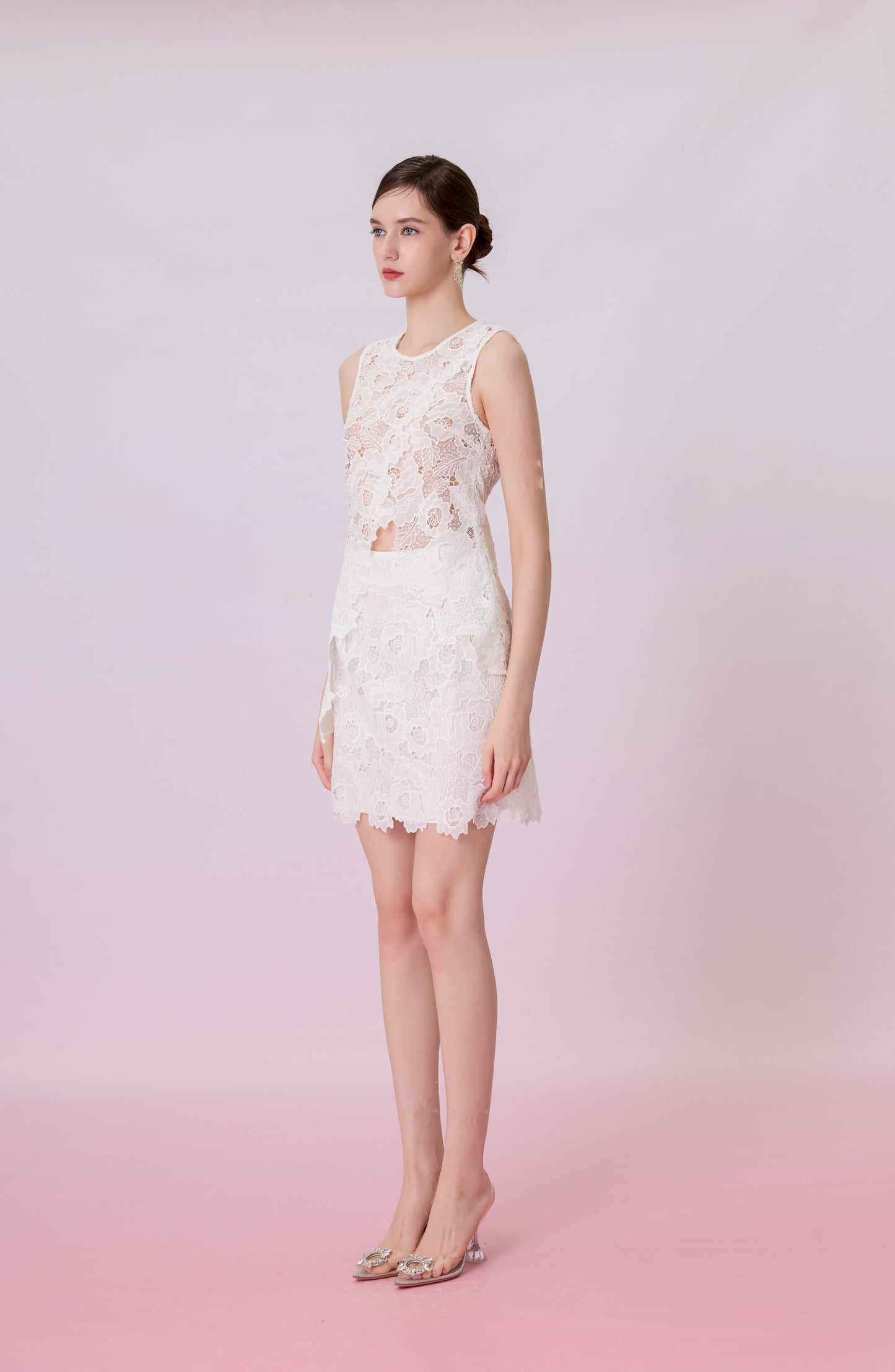 Glenette White Floral Lace Skirt