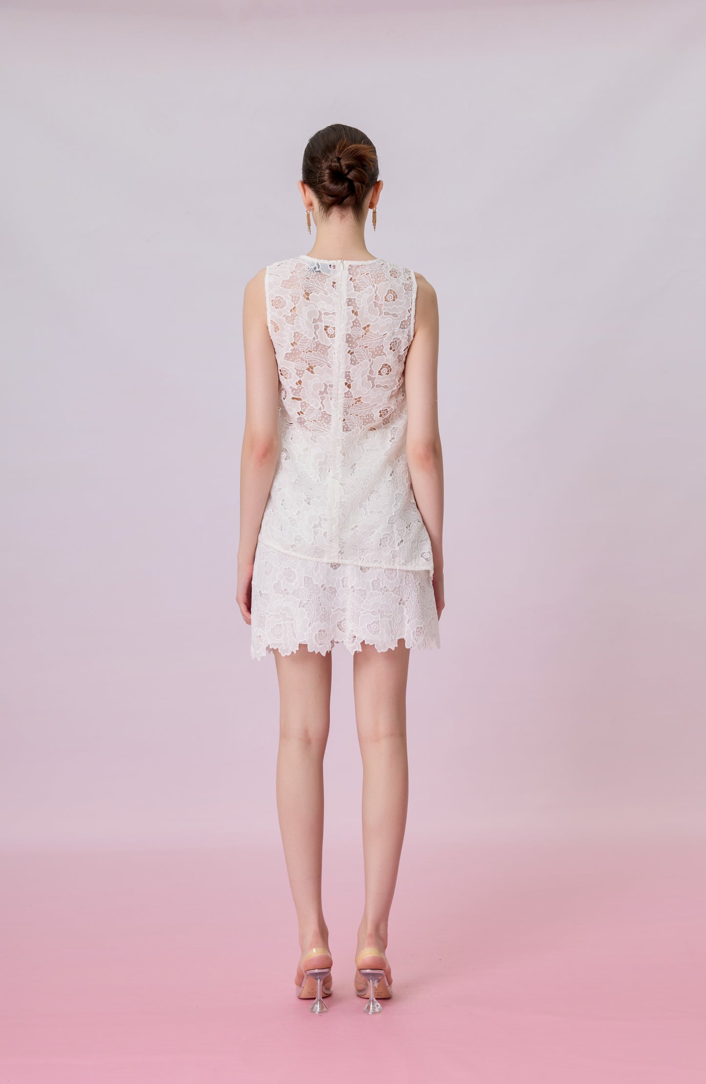 Glenette White Floral Lace Skirt