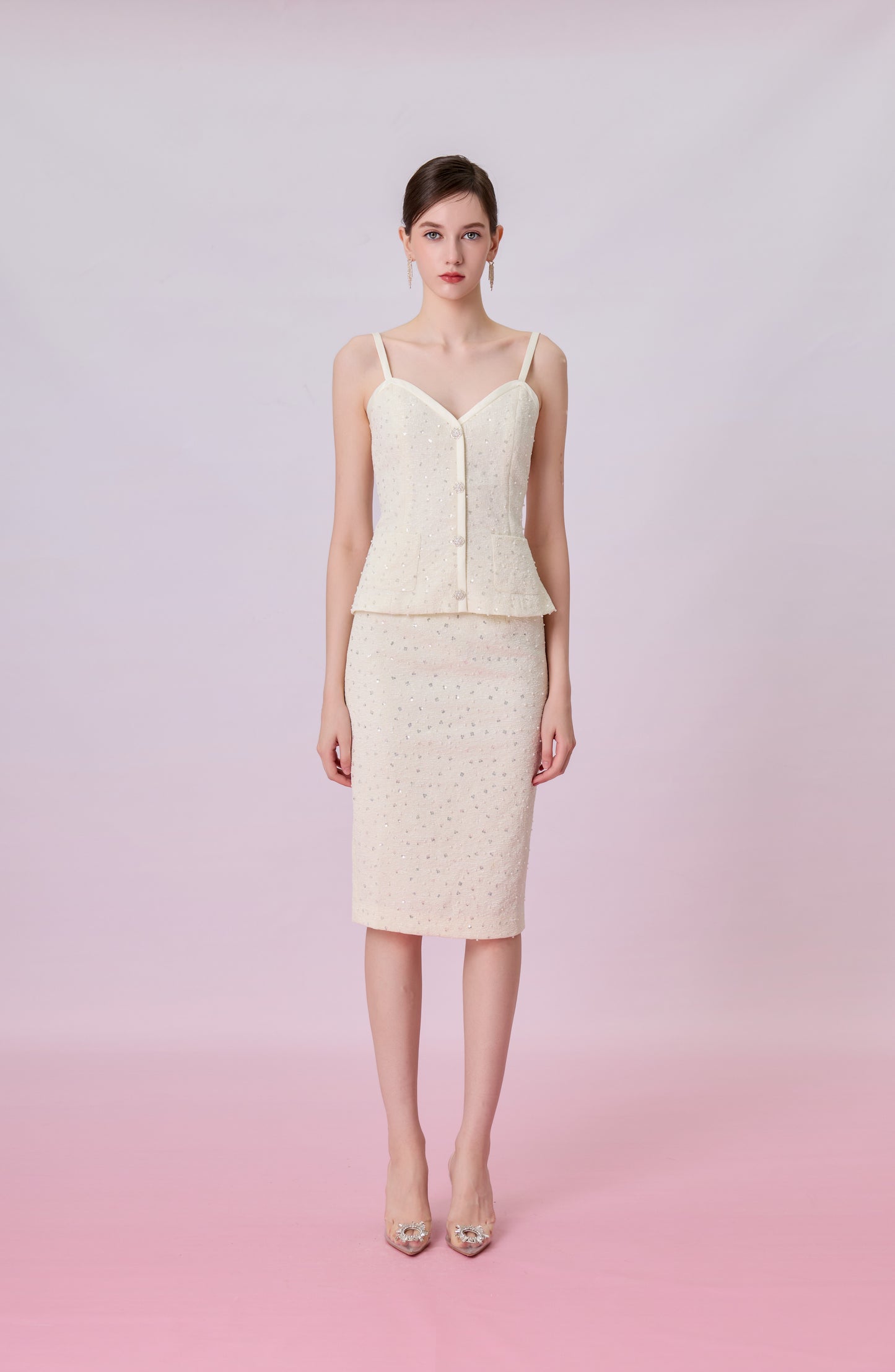 Kate Cream Embellished Strap Top