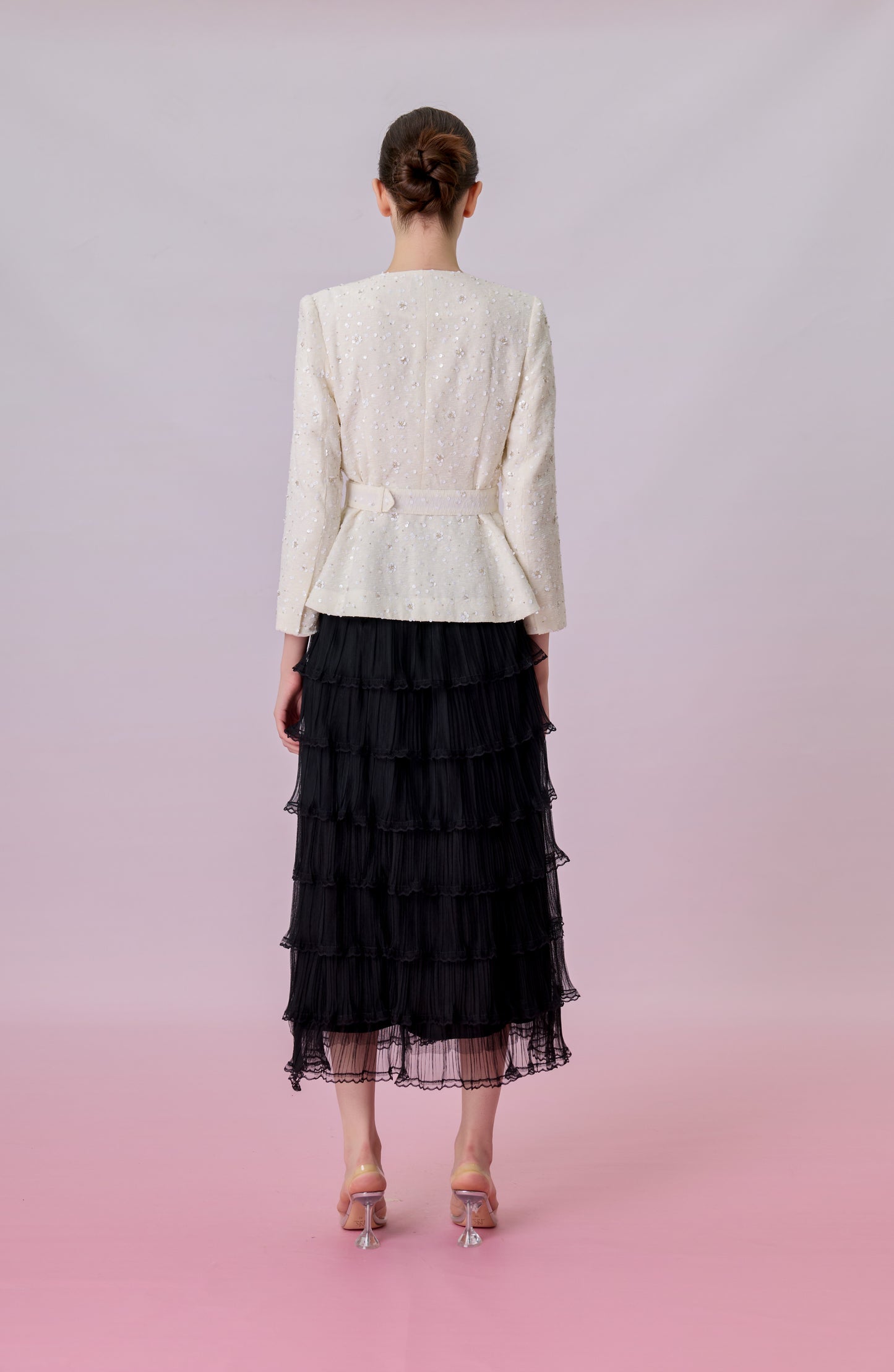 Kayleigh Black Tiered Ruffle Tulle Maxi Skirt