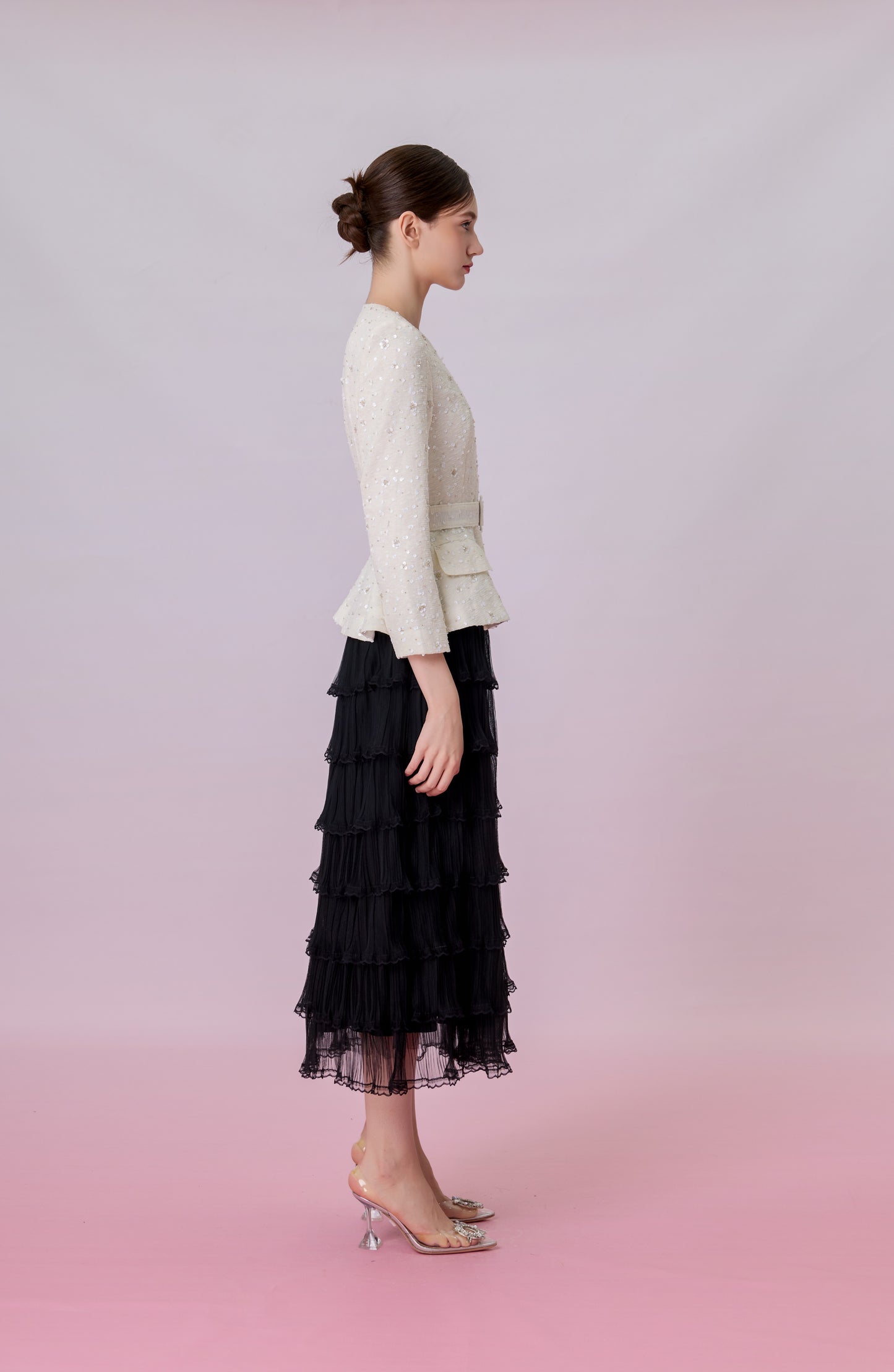 Kayleigh Black Tiered Ruffle Tulle Maxi Skirt