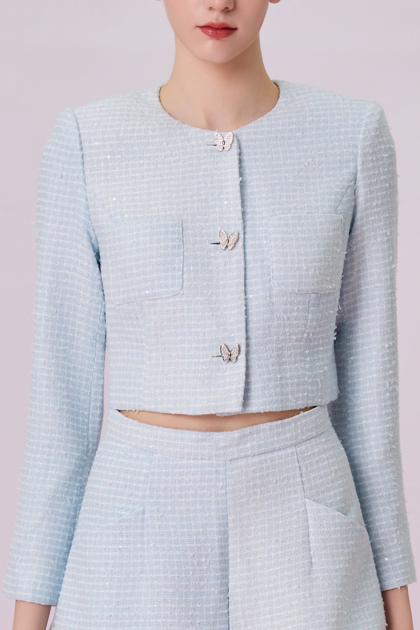 Gillianna Light Blue Tweed Jacket