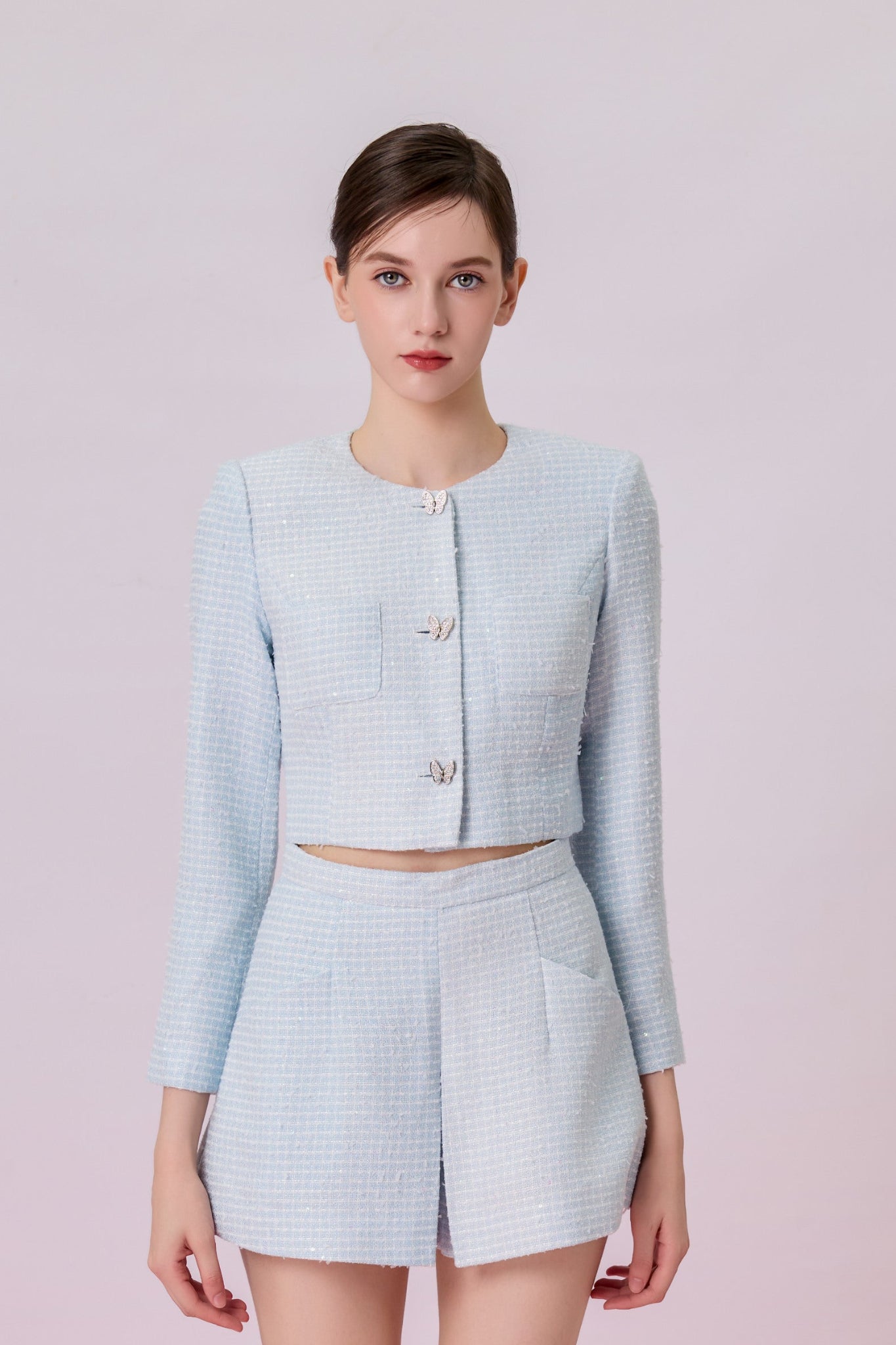 Gillianna Light Blue Tweed Jacket - Nimisski