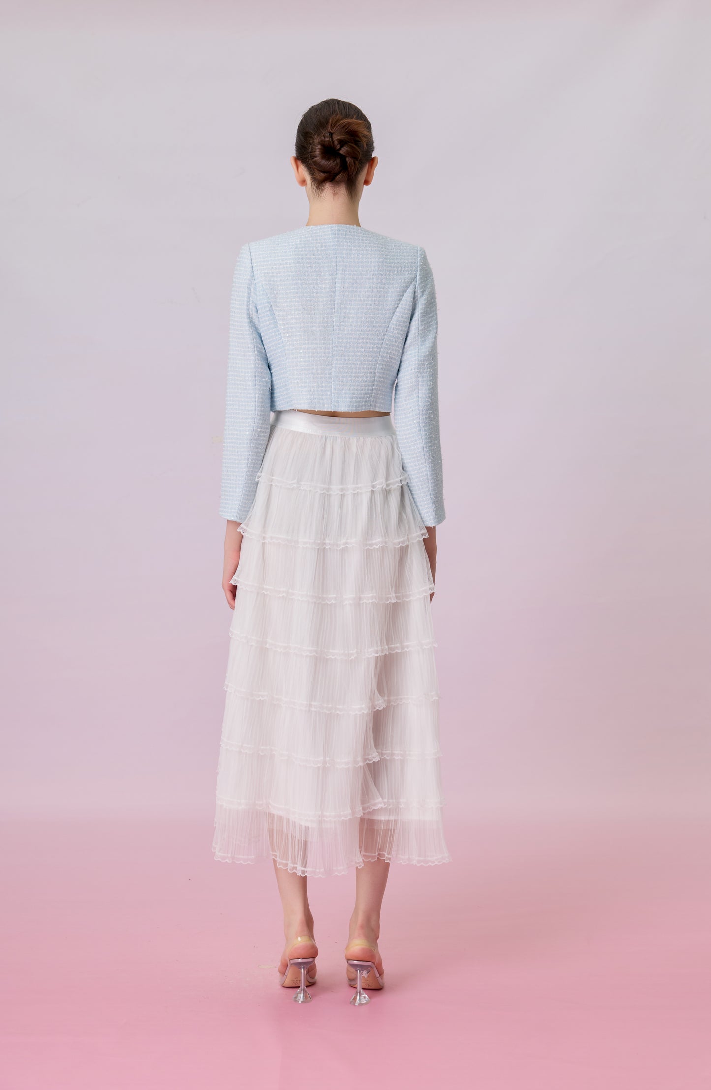 Kayleigh White Tiered Ruffle Tulle Maxi Skirt
