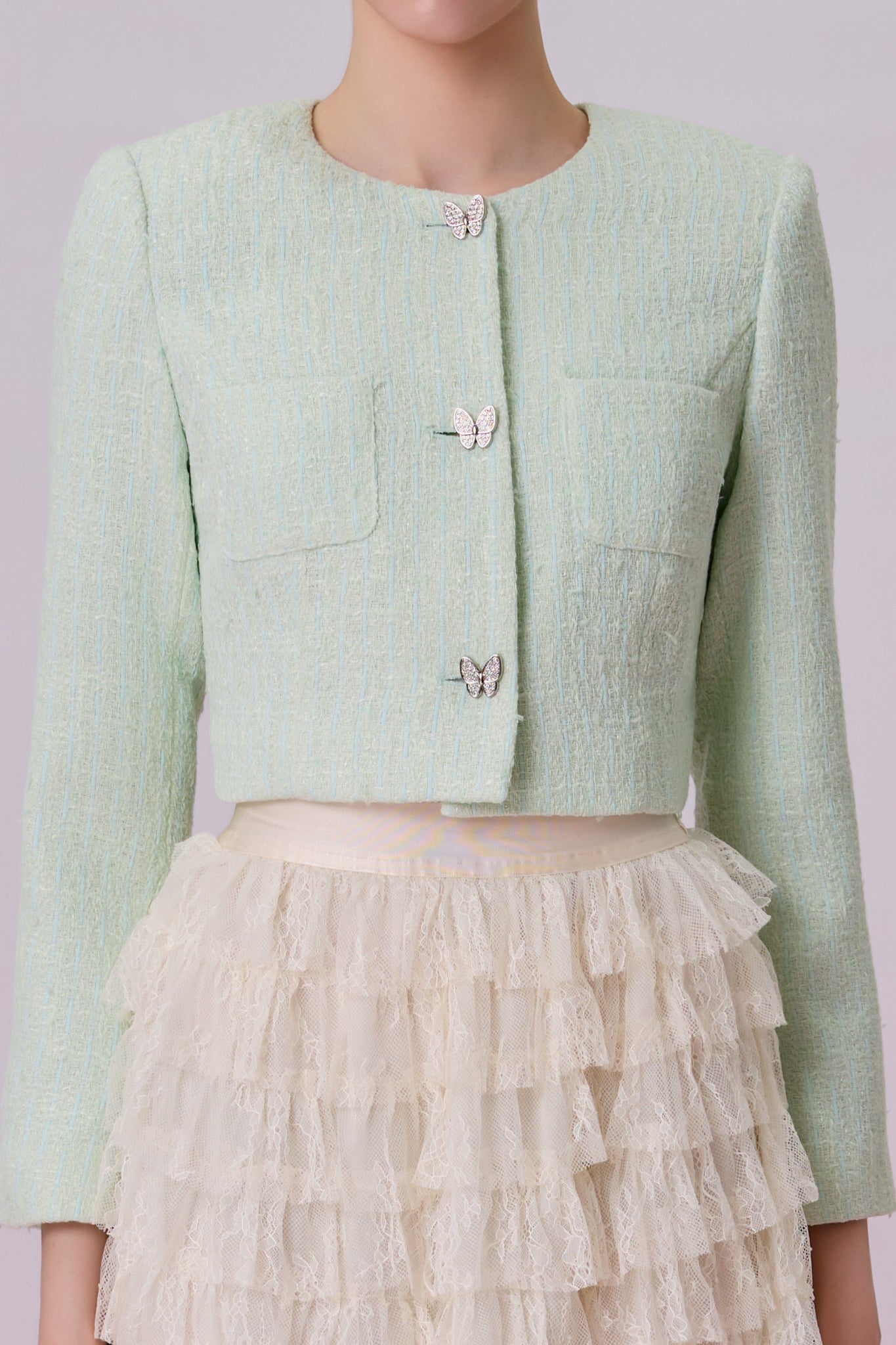 Gillianna Pale Green Tweed Jacket