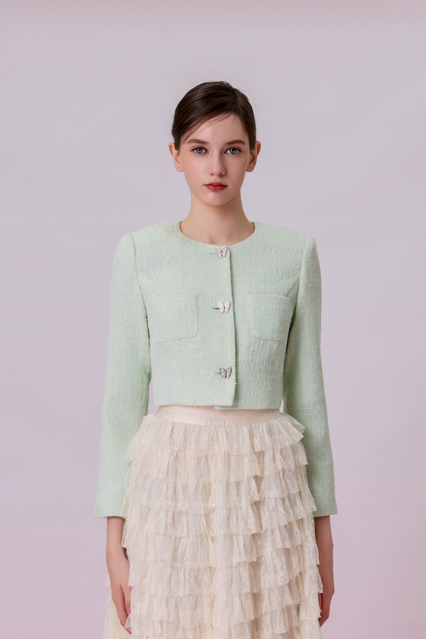 Gillianna Pale Green Tweed Jacket