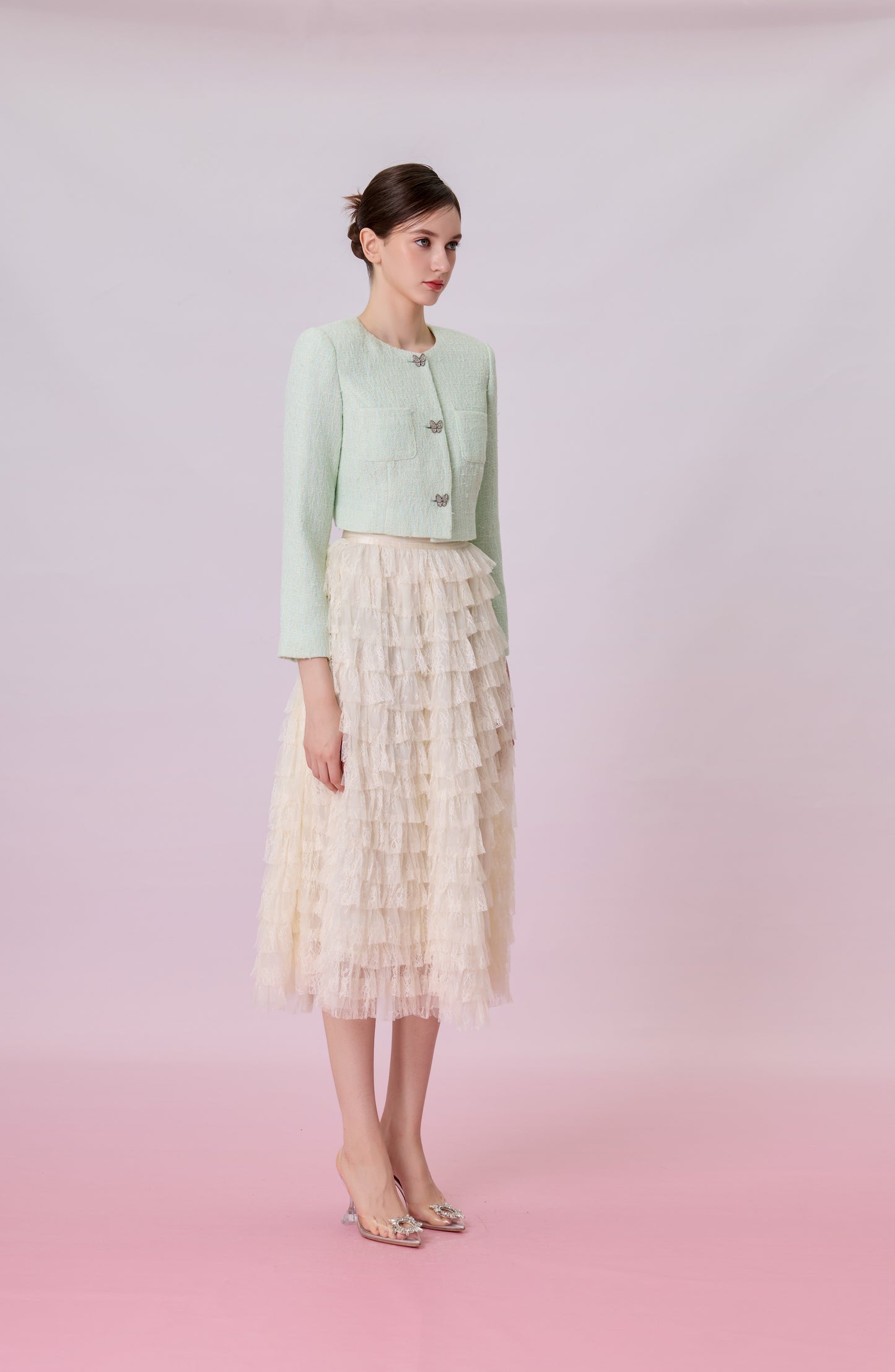 Gillianna Pale Green Tweed Jacket