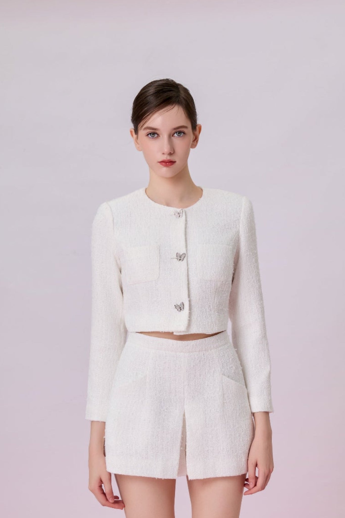 Gillianna White Tweed A Line Shorts