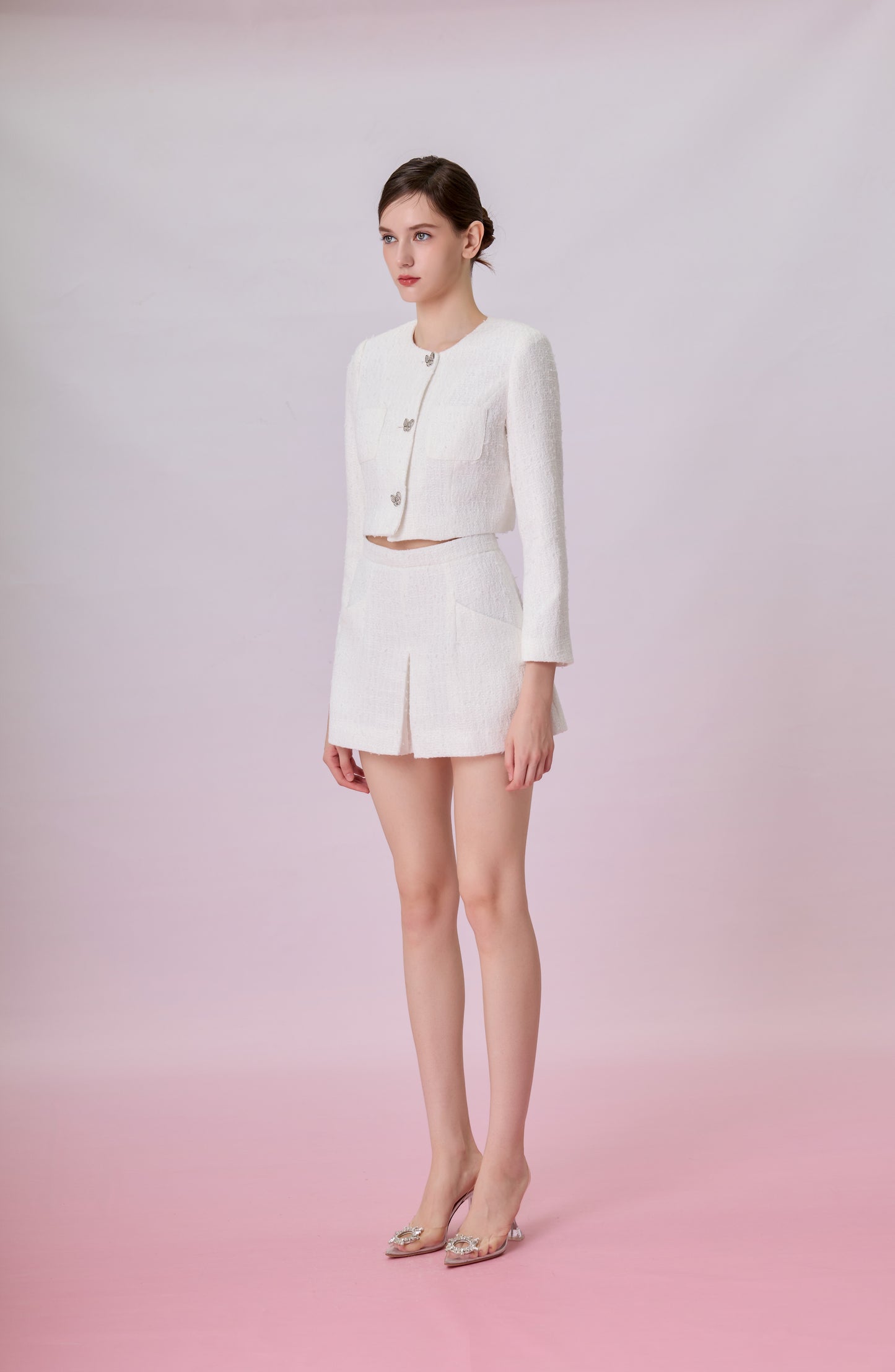 Gillianna White Tweed A Line Shorts