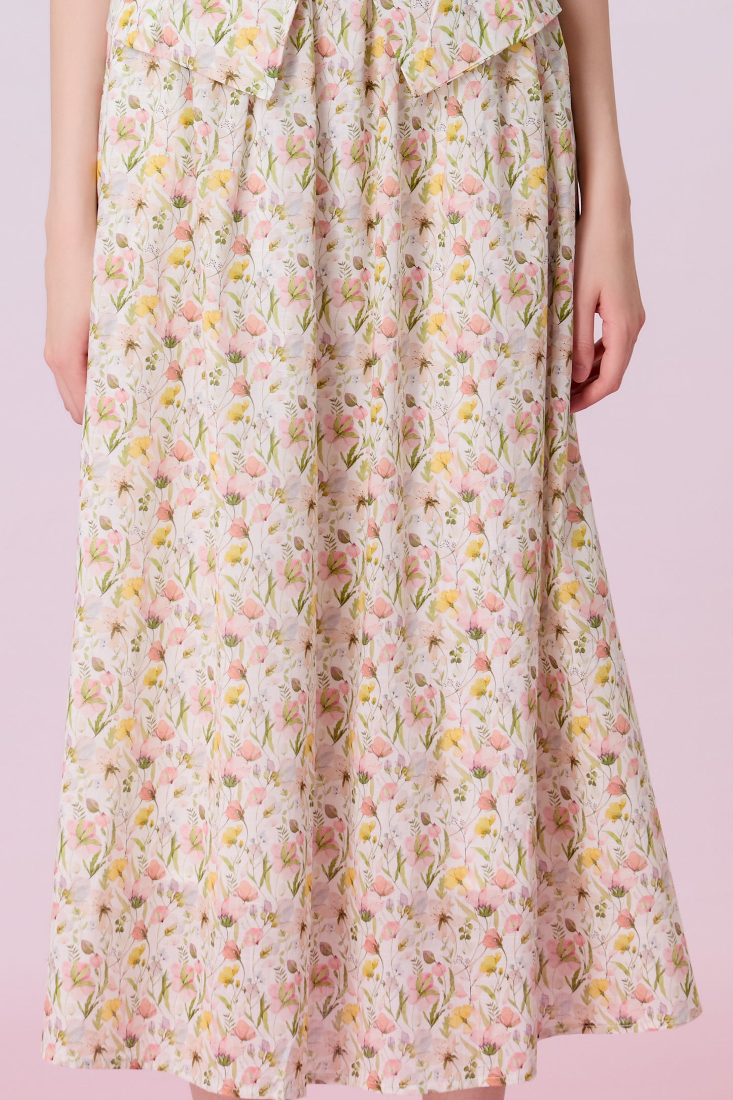 Jaculine Ivory Floral Print Skirt