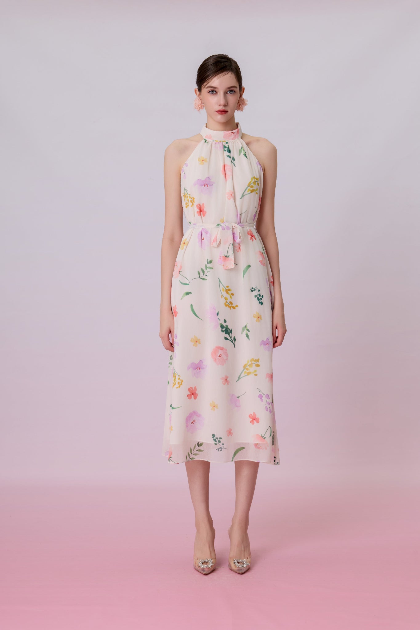 Geertruida Floral Print In Soft Yellow Dress
