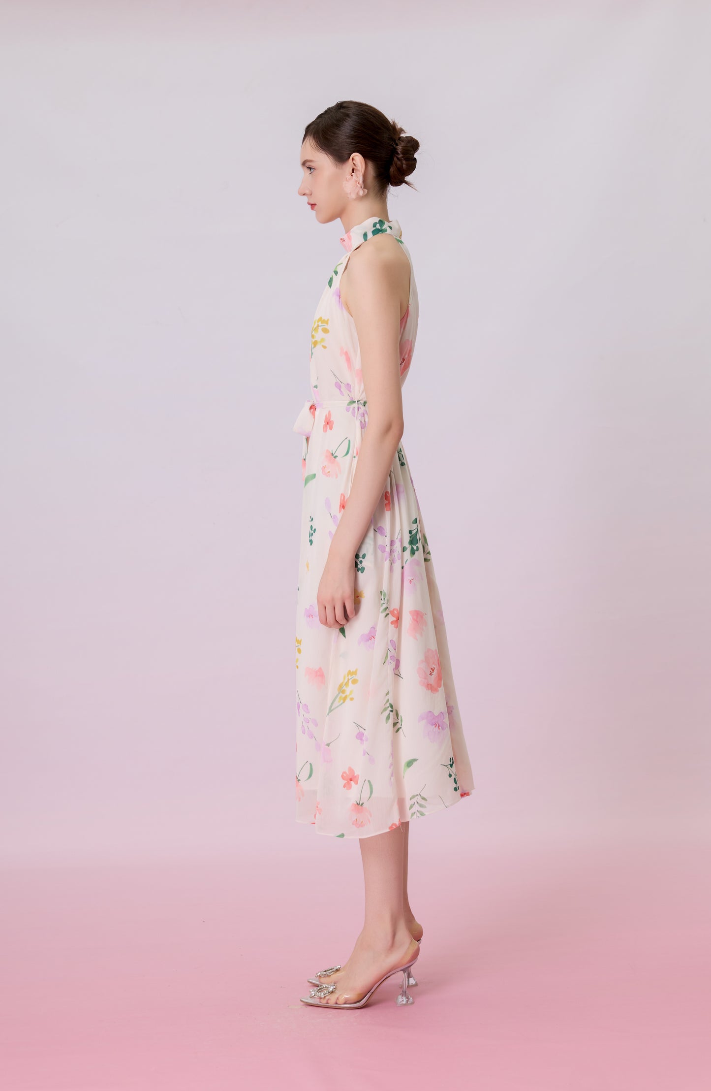 Geertruida Floral Print In Soft Yellow Dress