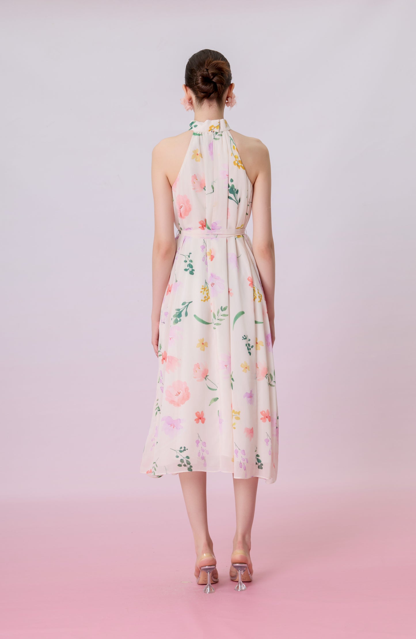 Geertruida Floral Print In Soft Yellow Dress