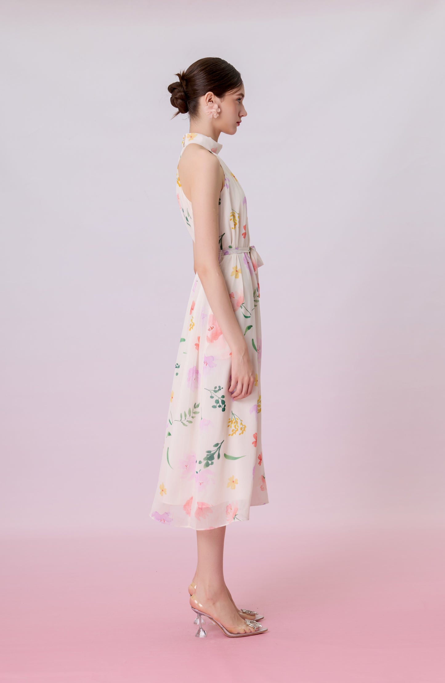 Geertruida Floral Print In Soft Yellow Dress